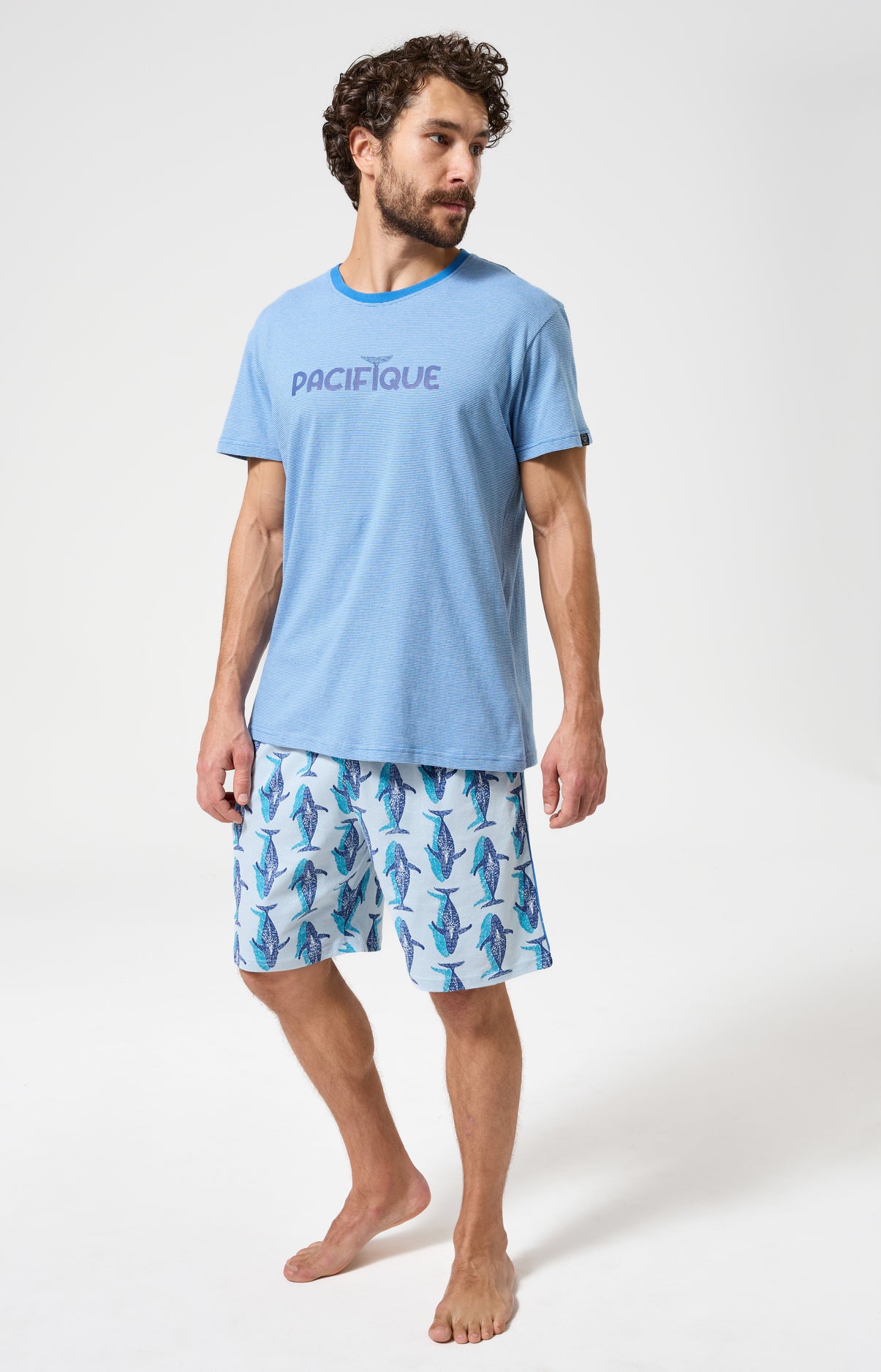 arthur-bob-pacifique-pyjashort-homme-bleu-coton-bio image 1