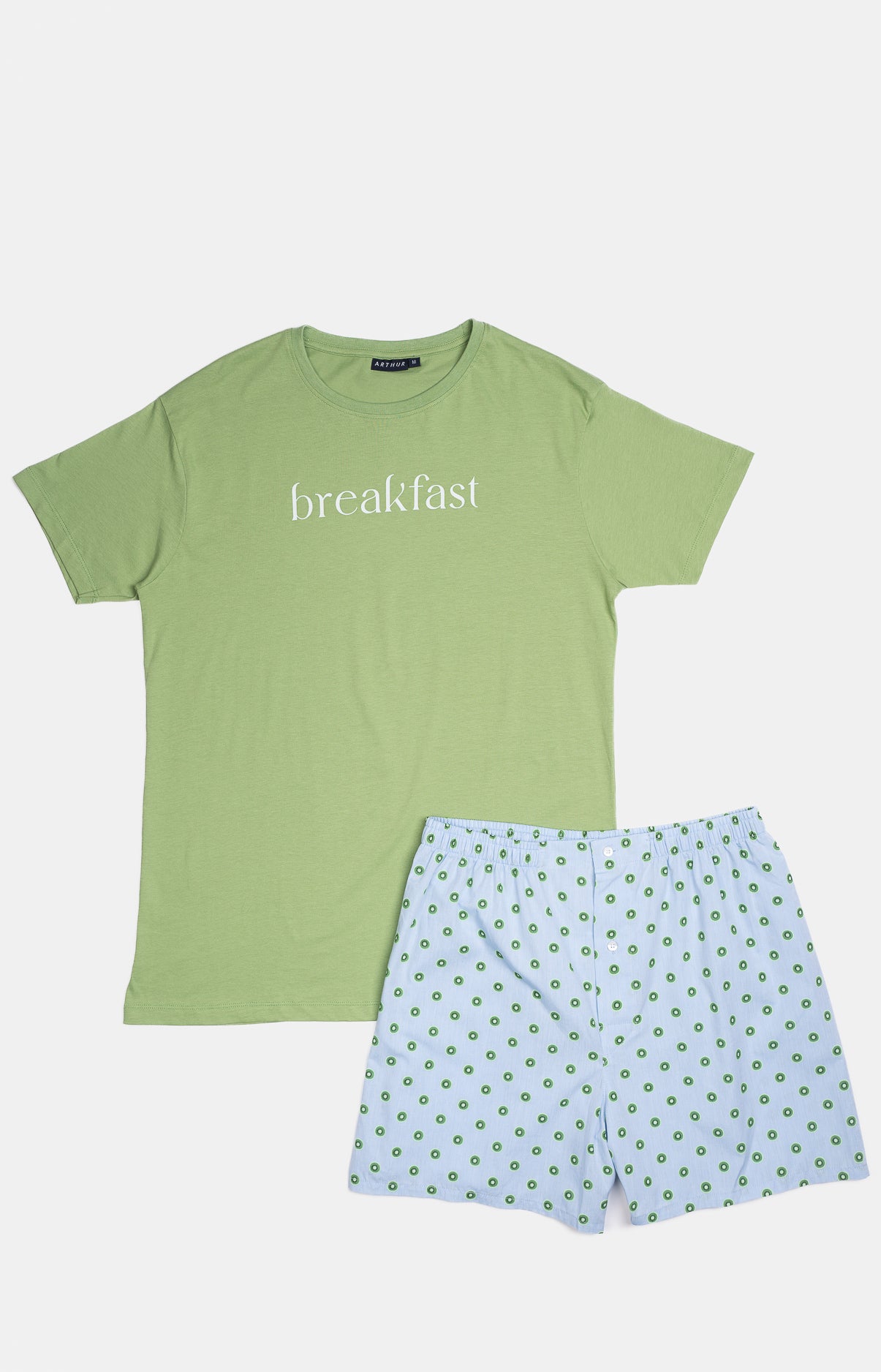 arthur-bob-kiwi-pyjama-court-coton-bleu image 3