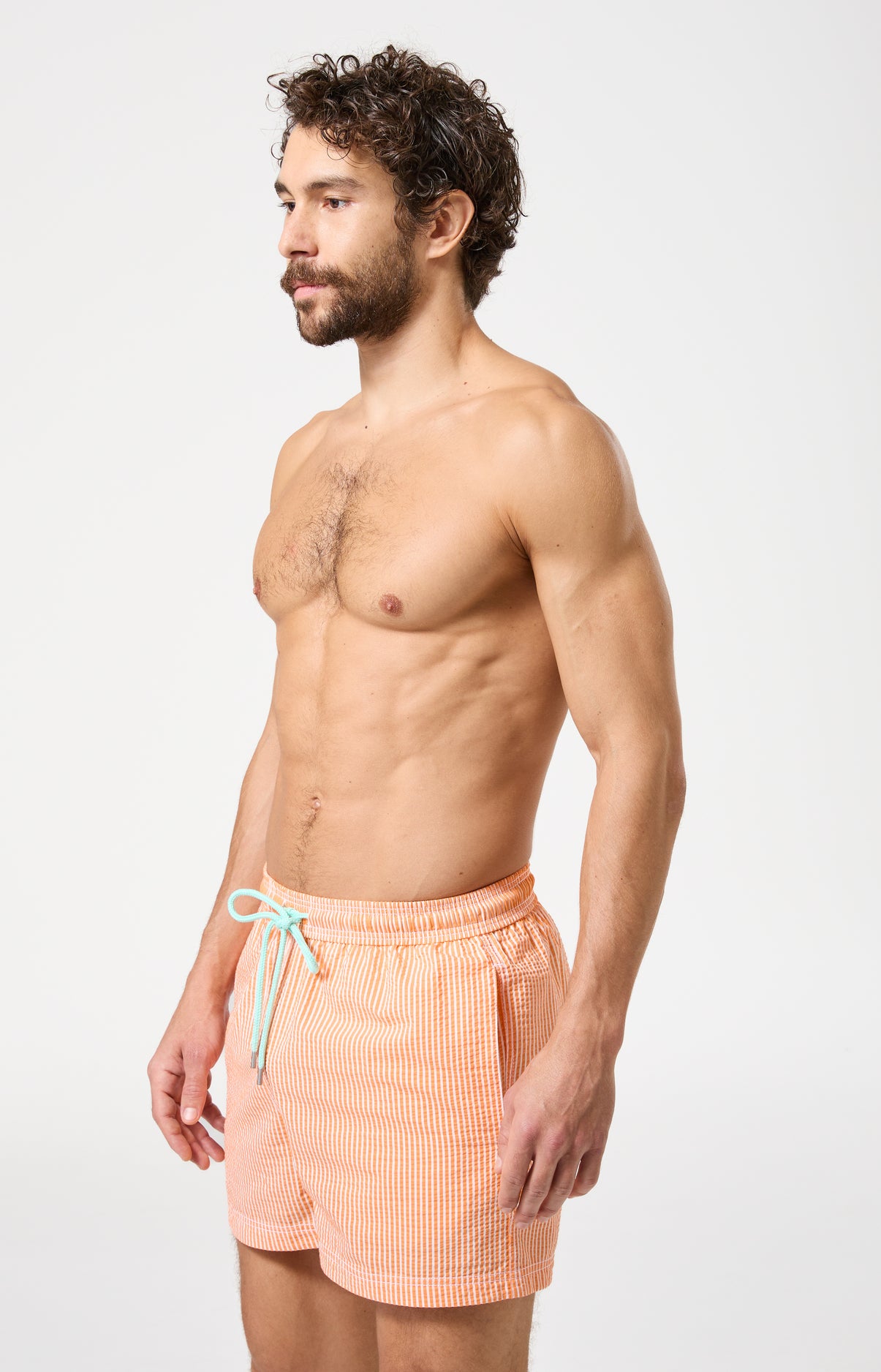 arthur-bob-short-de-bain-benjamin-orange-rayures-homme image 4