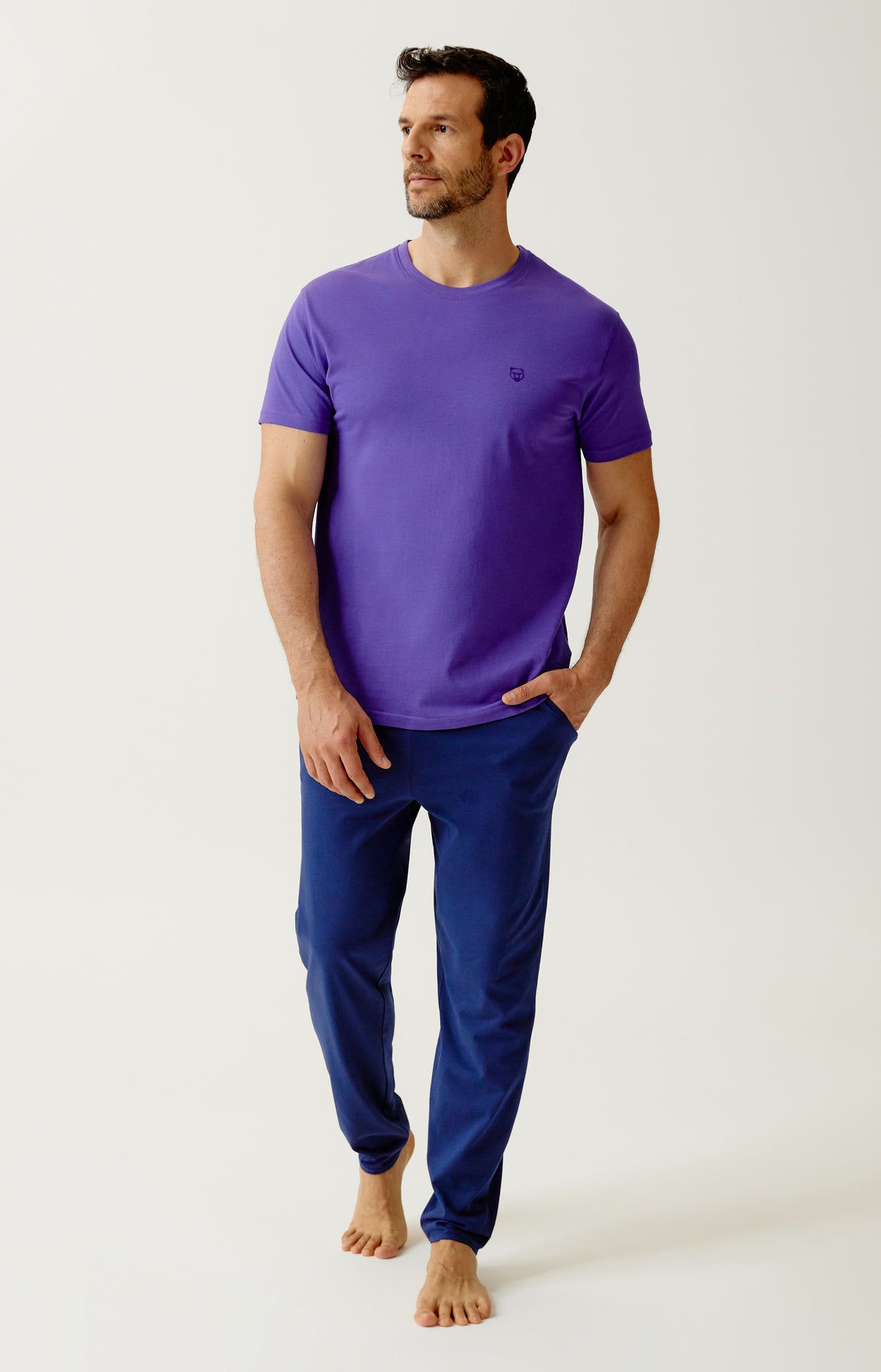 arthur-bob-tee-shirt-violet-haut-pyjama-coton-bio-homme image 4