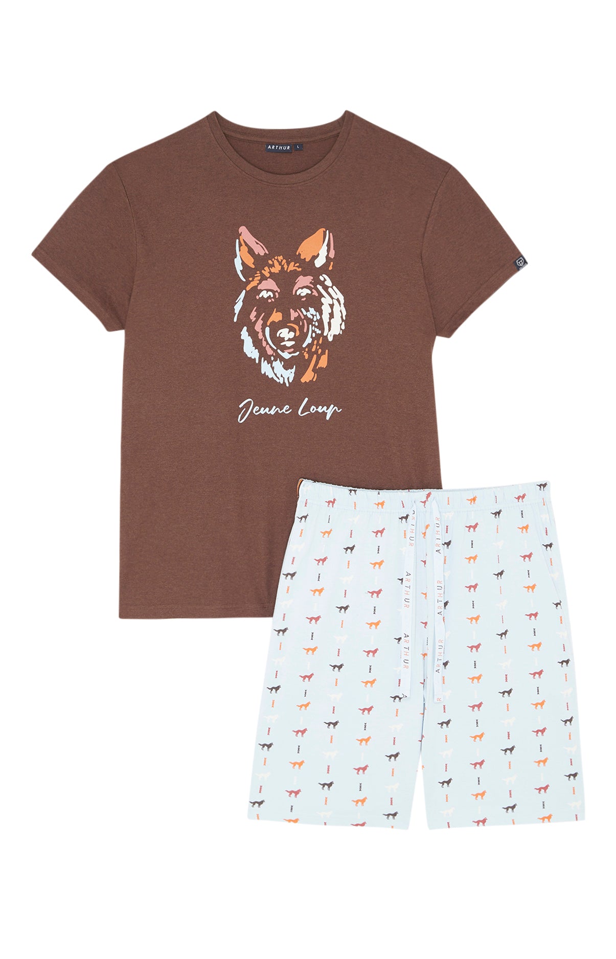 arthur-bob-jeune-loup-pyjashort-homme-ciel-coton-bio image 3