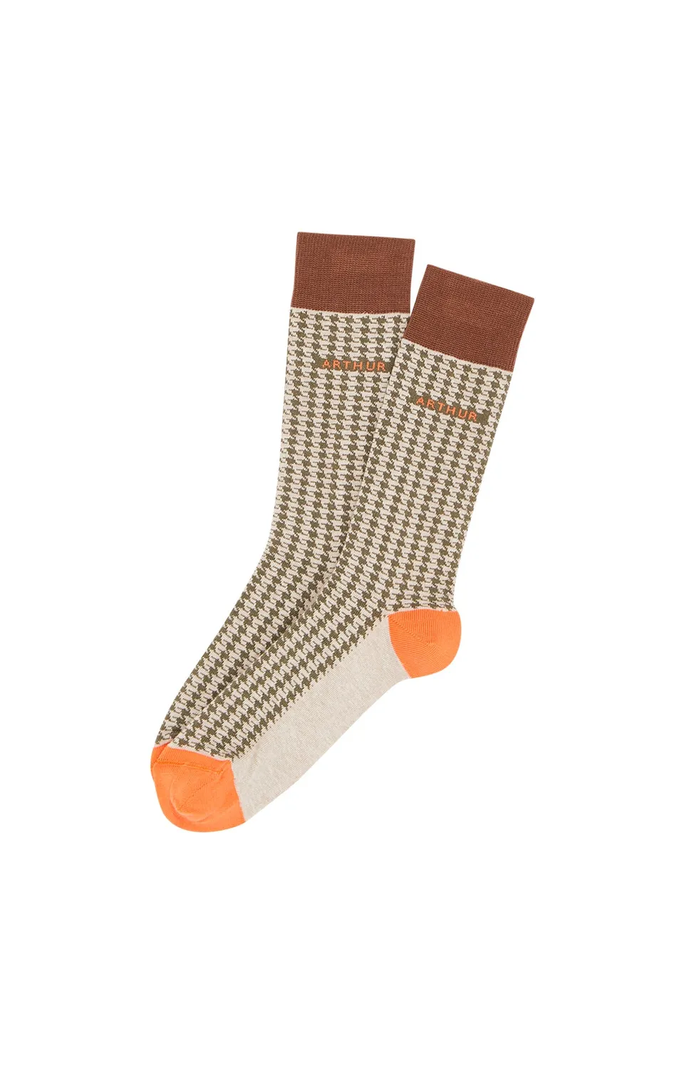 arthur-bob-pied-de-poule-chaussettes-beige-coton-bio image 1