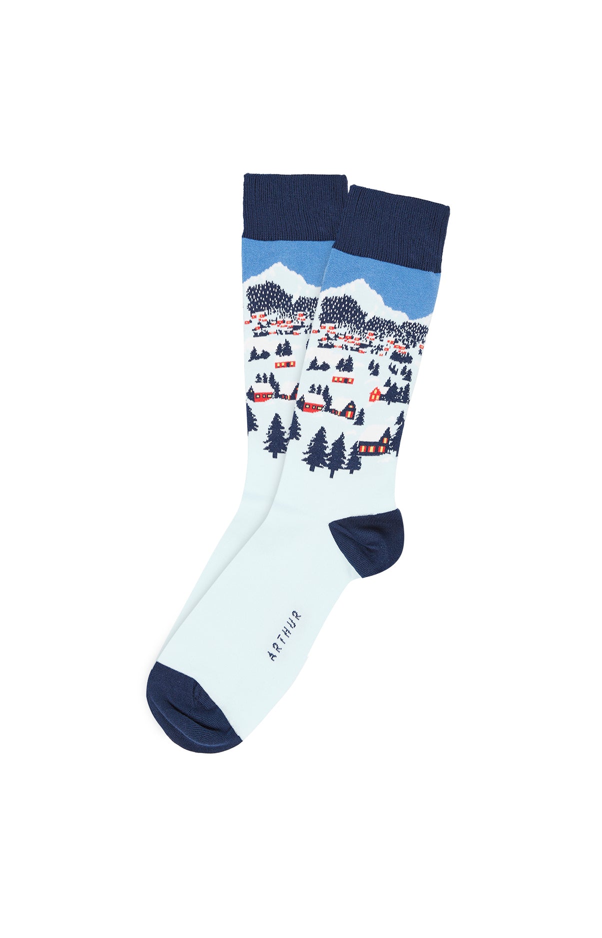 arthur-bob-petits-chalets-chaussettes-bleu-40-46-coton image 1