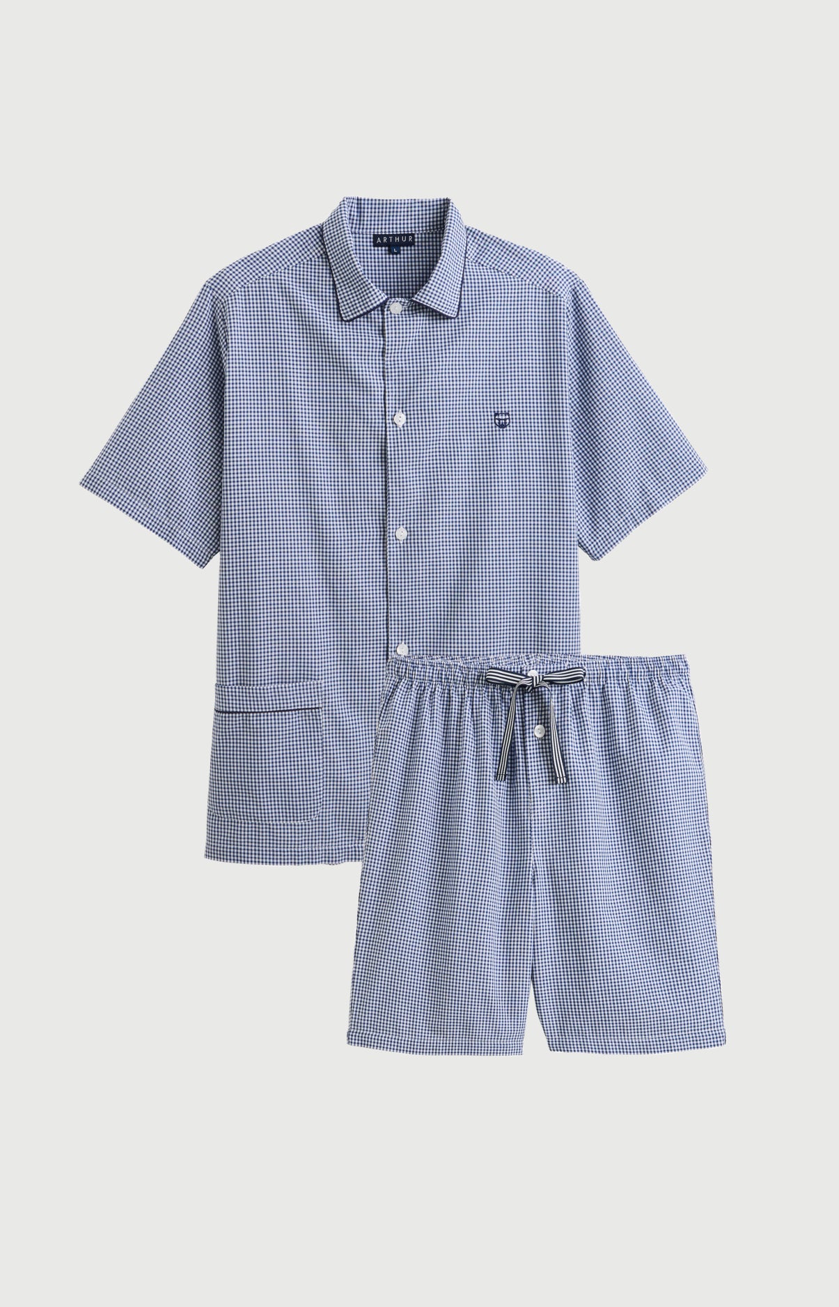 arthur-bob-vichy-pyjama-court-coton-homme-marine image 3