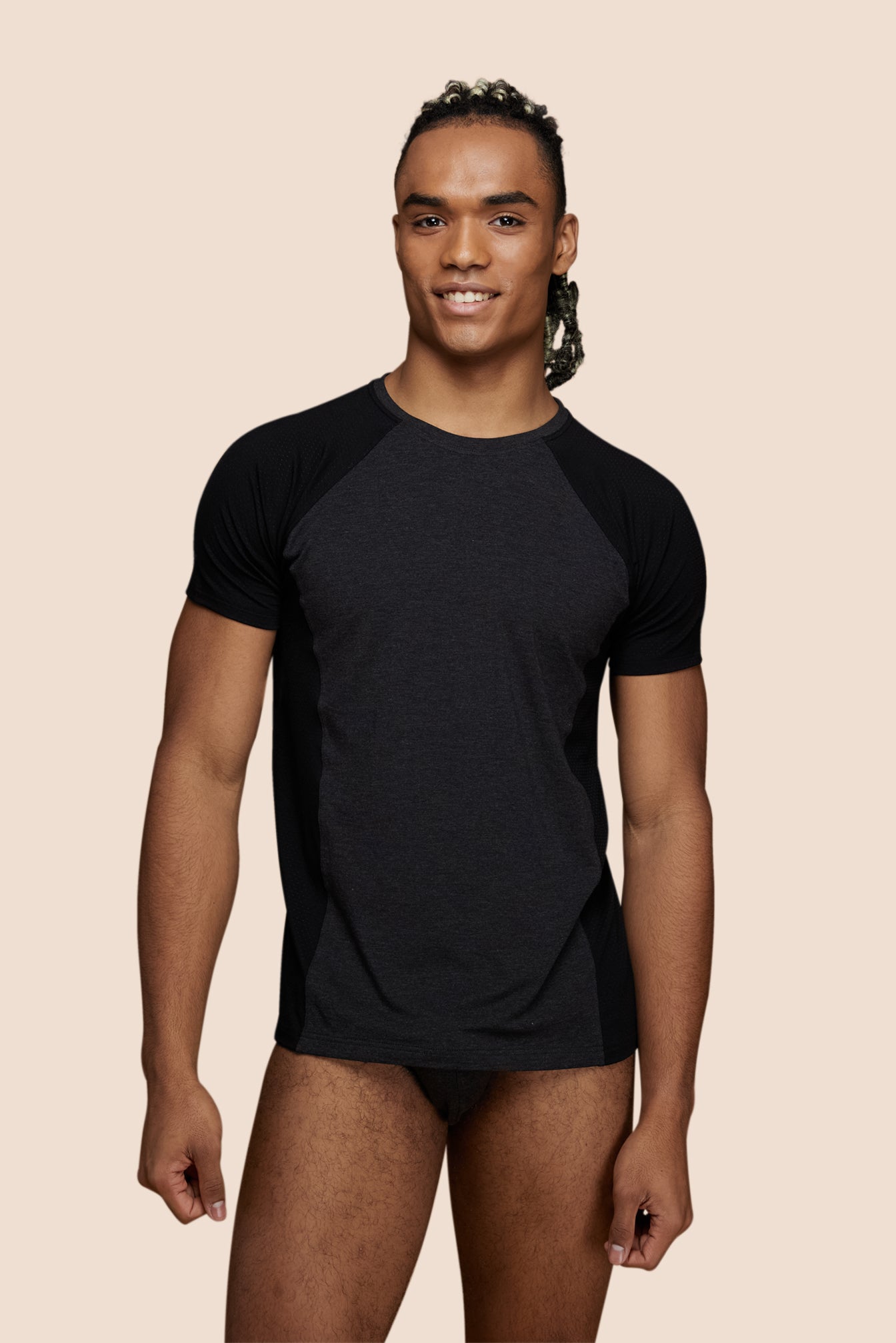 p-trone-t-shirt-manches-courtes-t-shirt-sport-ajust-noir-tencel image 2