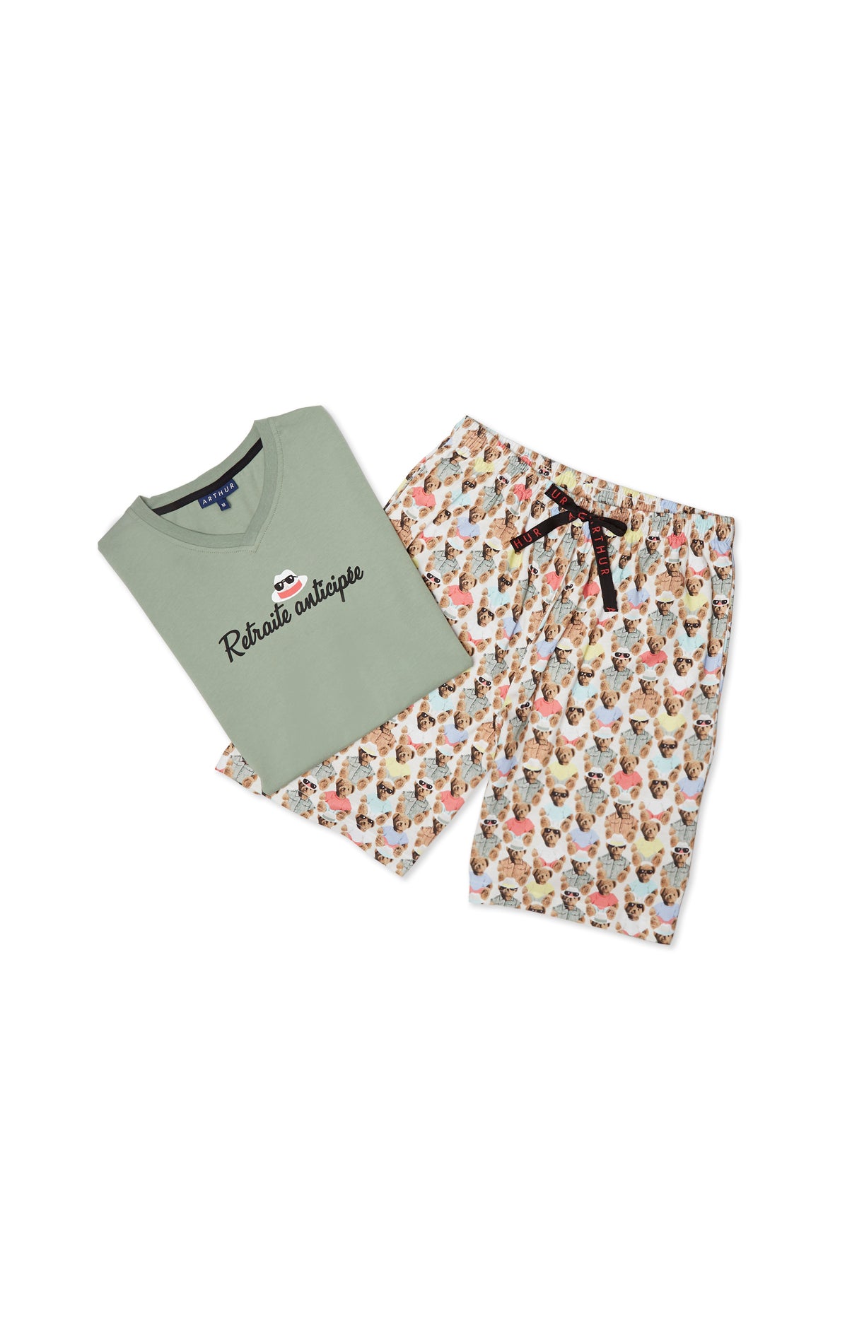 arthur-bob-teddy-pyjashort-coton-bio-homme-multicolore image 3