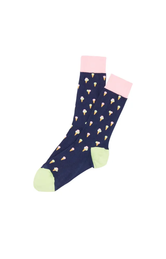 arthur-bob-icecream-chaussettes-homme-marine-40-46-coton-bio image 1