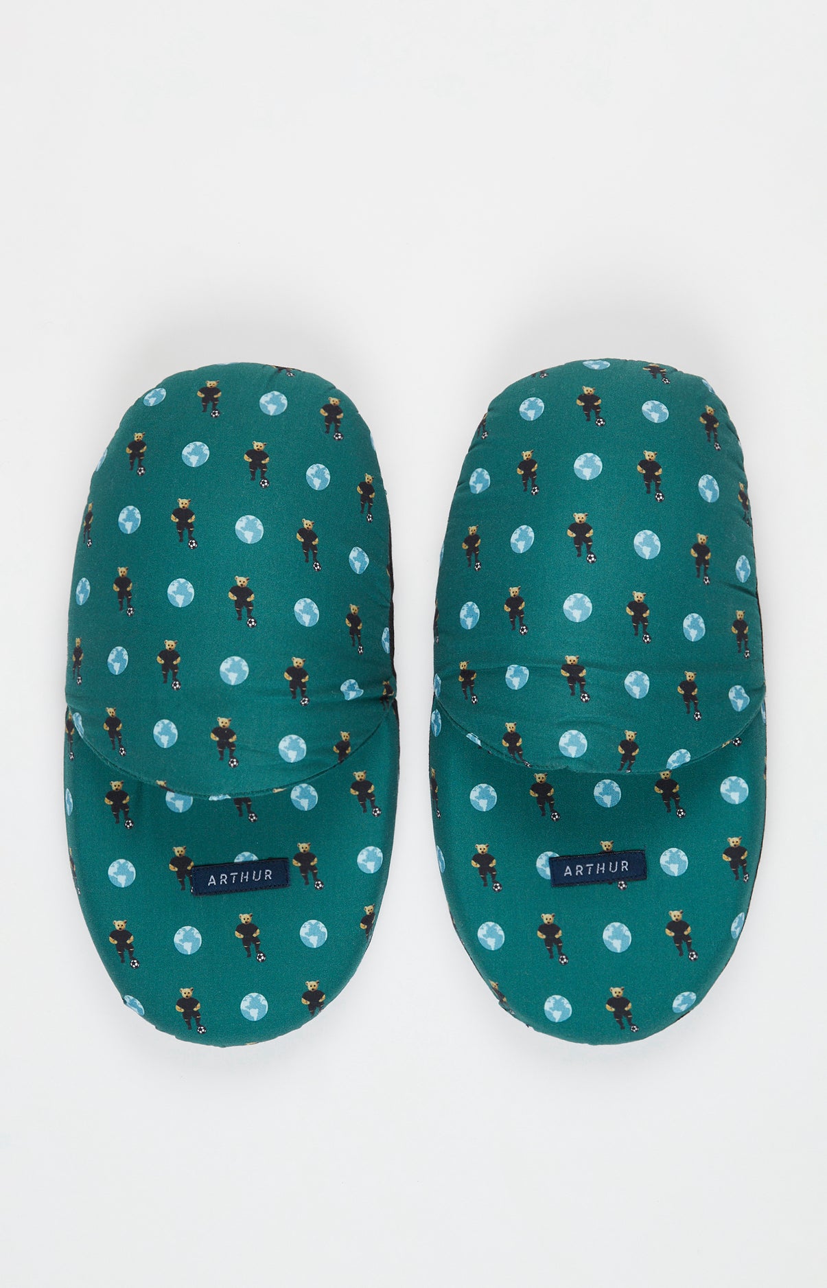 arthur-bob-teddy-foot-pantoufles-vert-coton-bio image 2