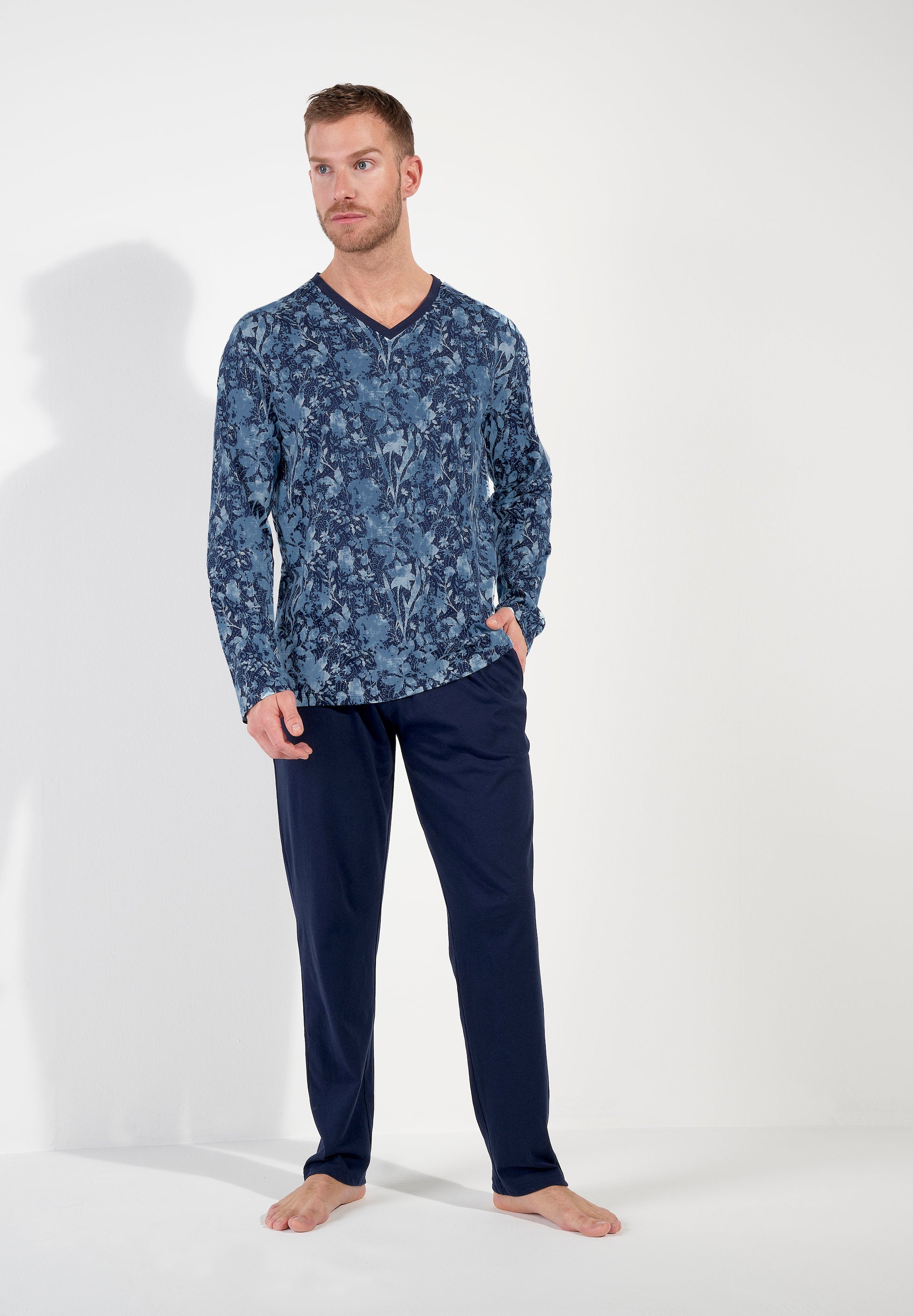 hom-compi-gne-pyjama-long-homme-bleu-coton image 4