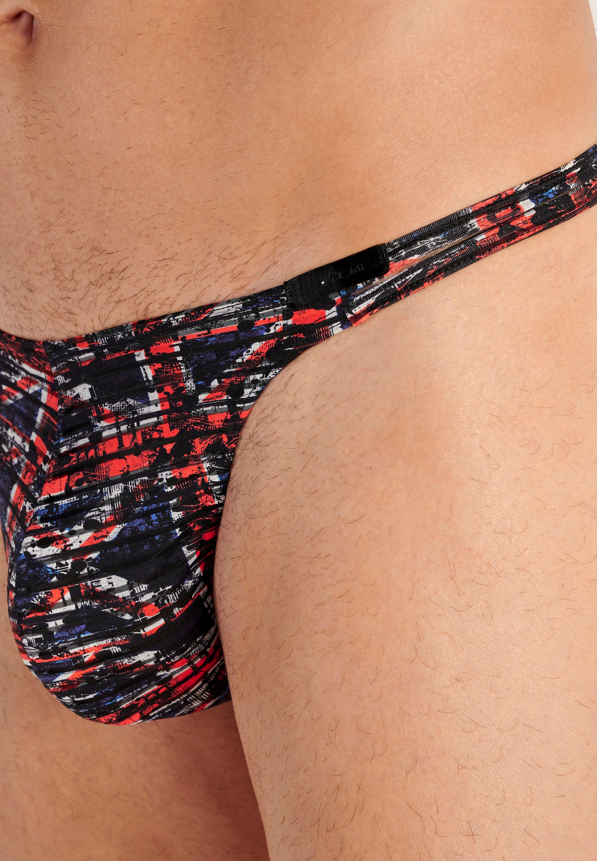 hom-temptation-malcom-string-homme-noir-rouge-microfibre image 5