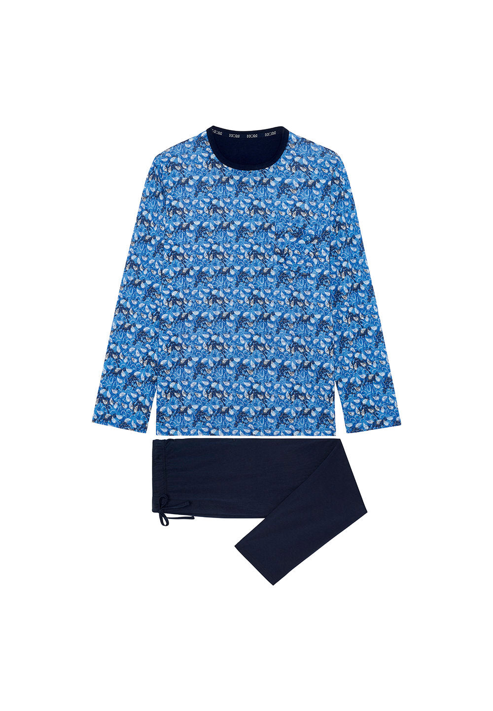 hom-vibe-pyjama-homme-long-bleu-coton-manche-longue-taille-m image 1