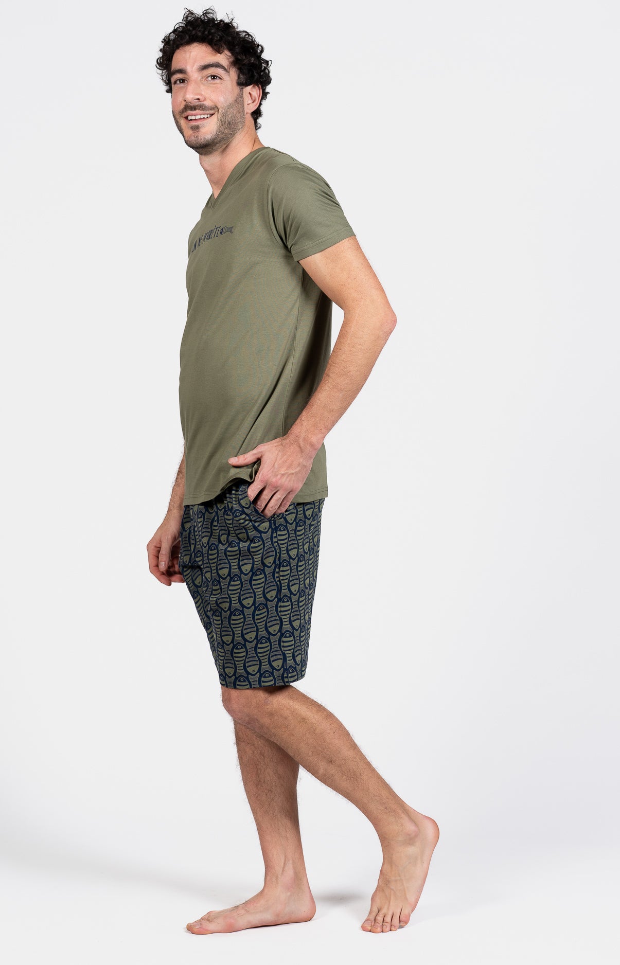arthur-bob-fish-pyjashort-homme-marine-coton image 1
