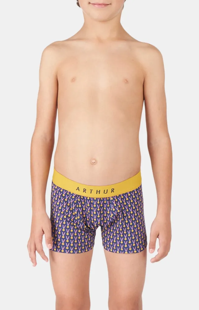 arthur-bob-medaille-dort-boxer-enfant-marine-coton-bio image 1