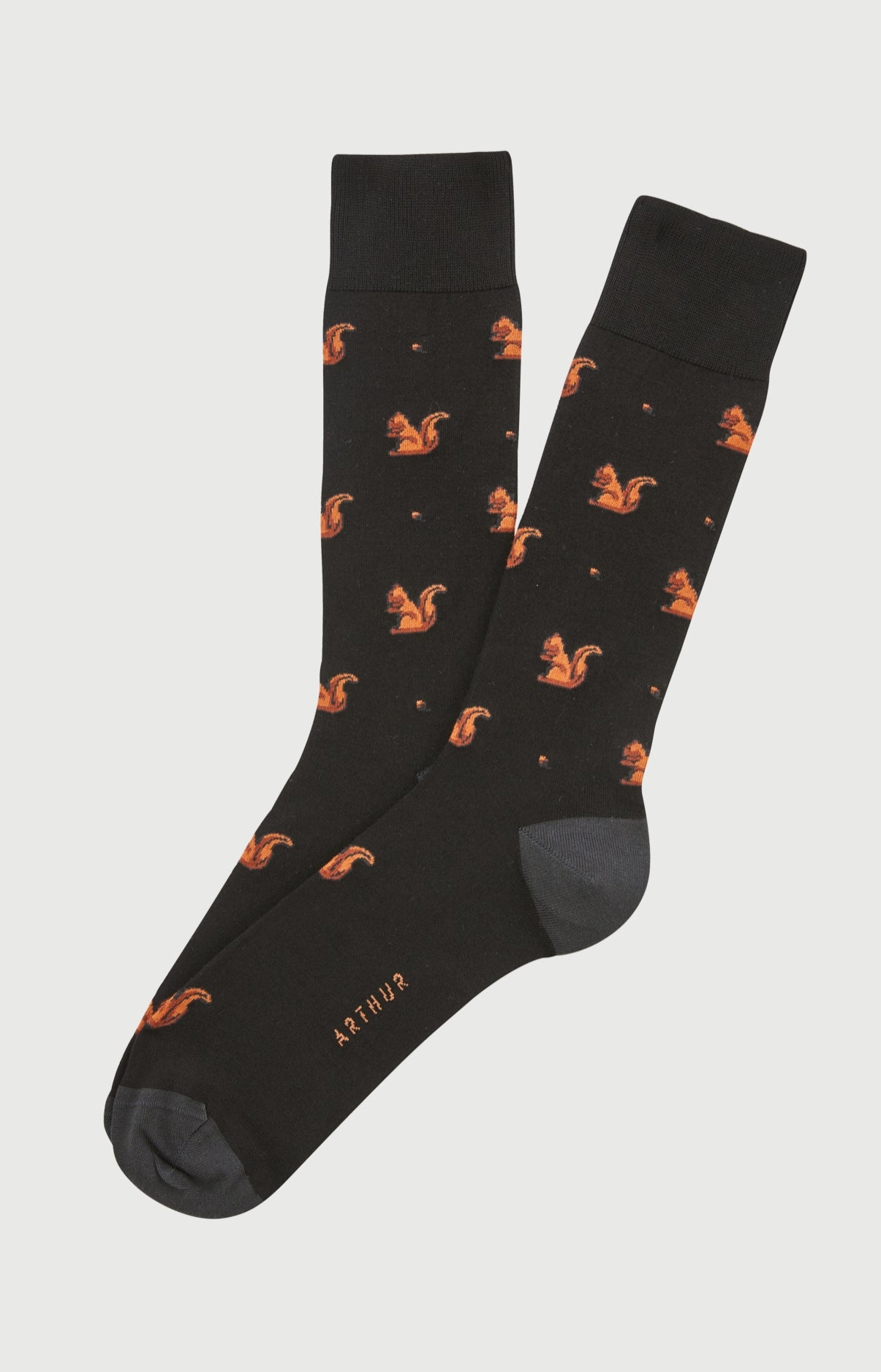 arthur-bob-chaussettes-coton-ecureuil-noir-homme image 1