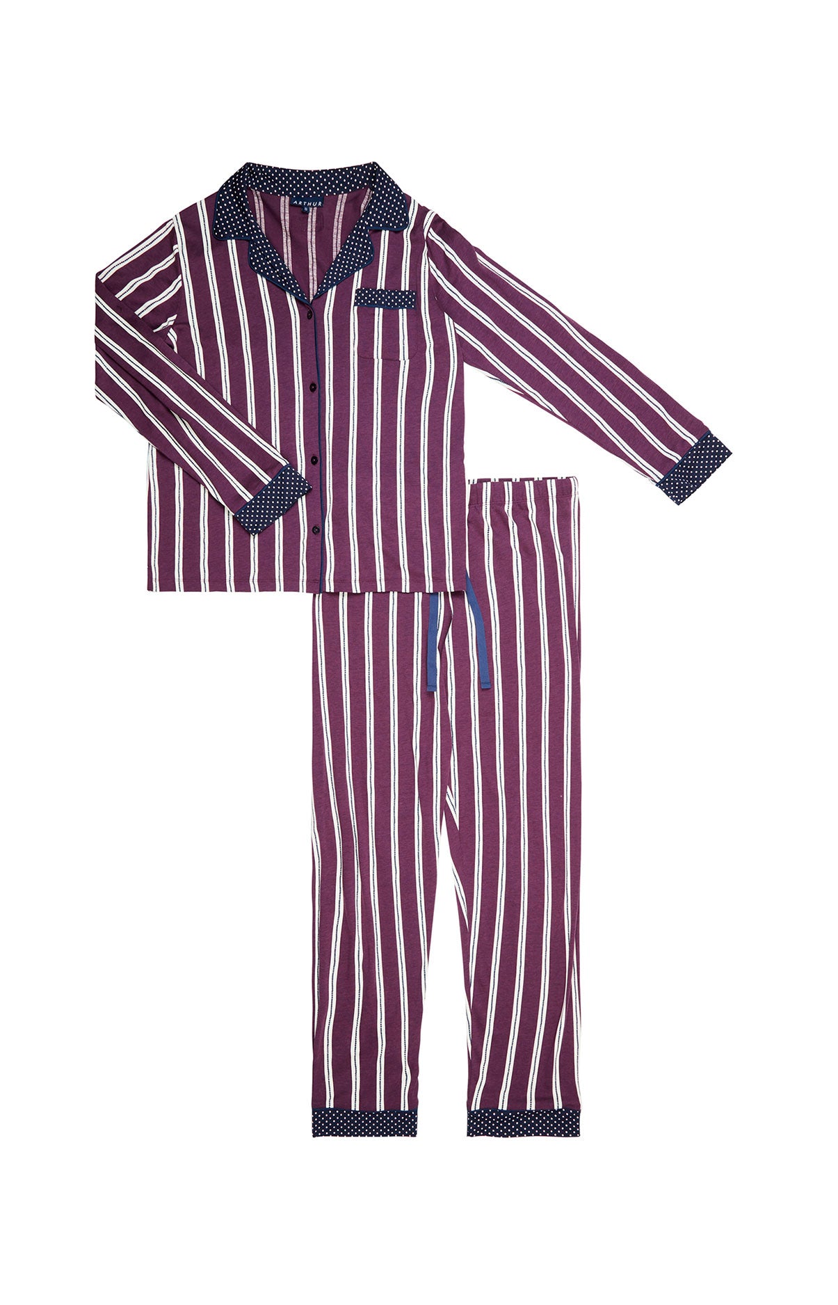 arthur-bob-pyjama-boutonn-rayures-iris-bordeaux-femme image 3
