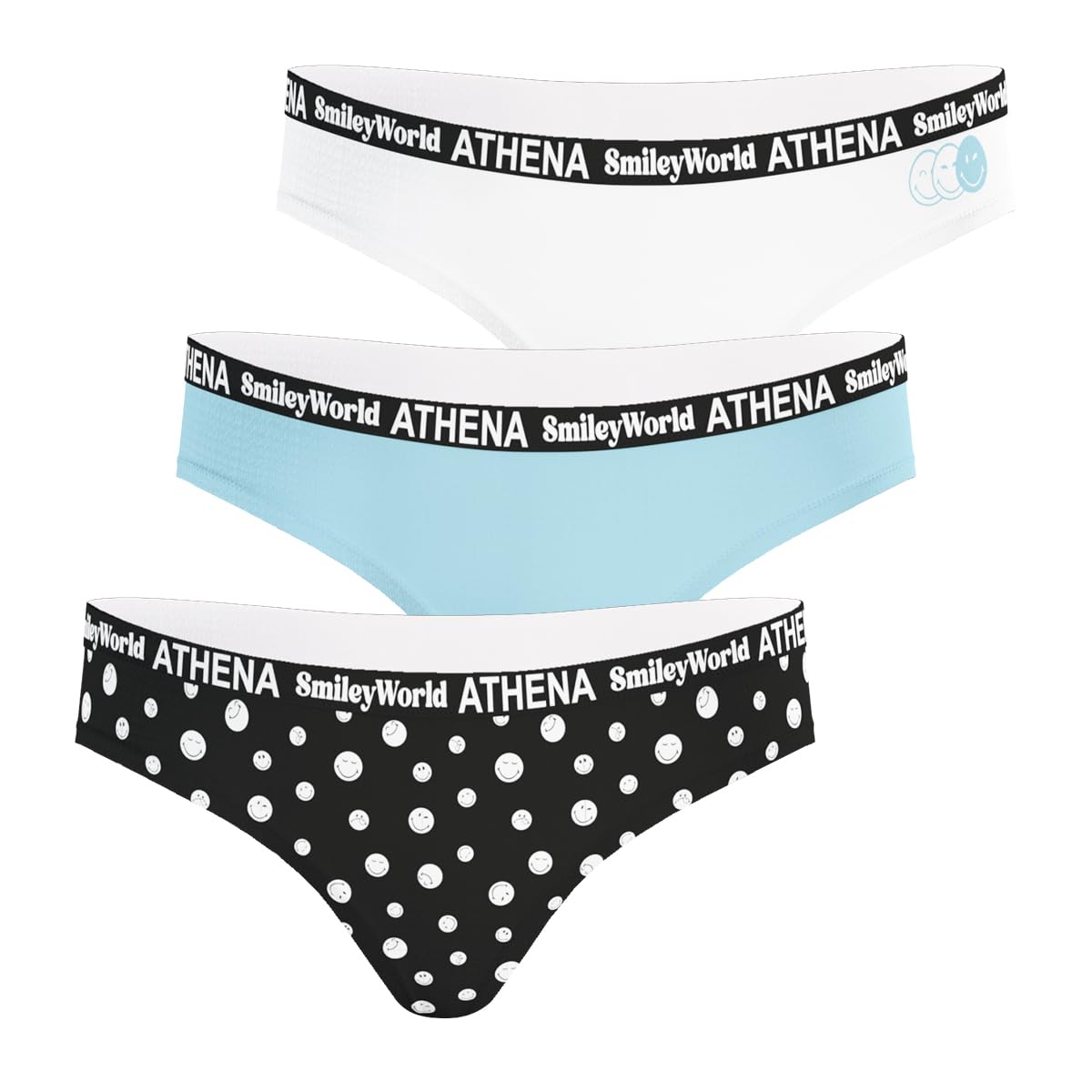 athena-graphic-culotte-fille-smileyworld-12-ans-lot-de-3-coton image 2