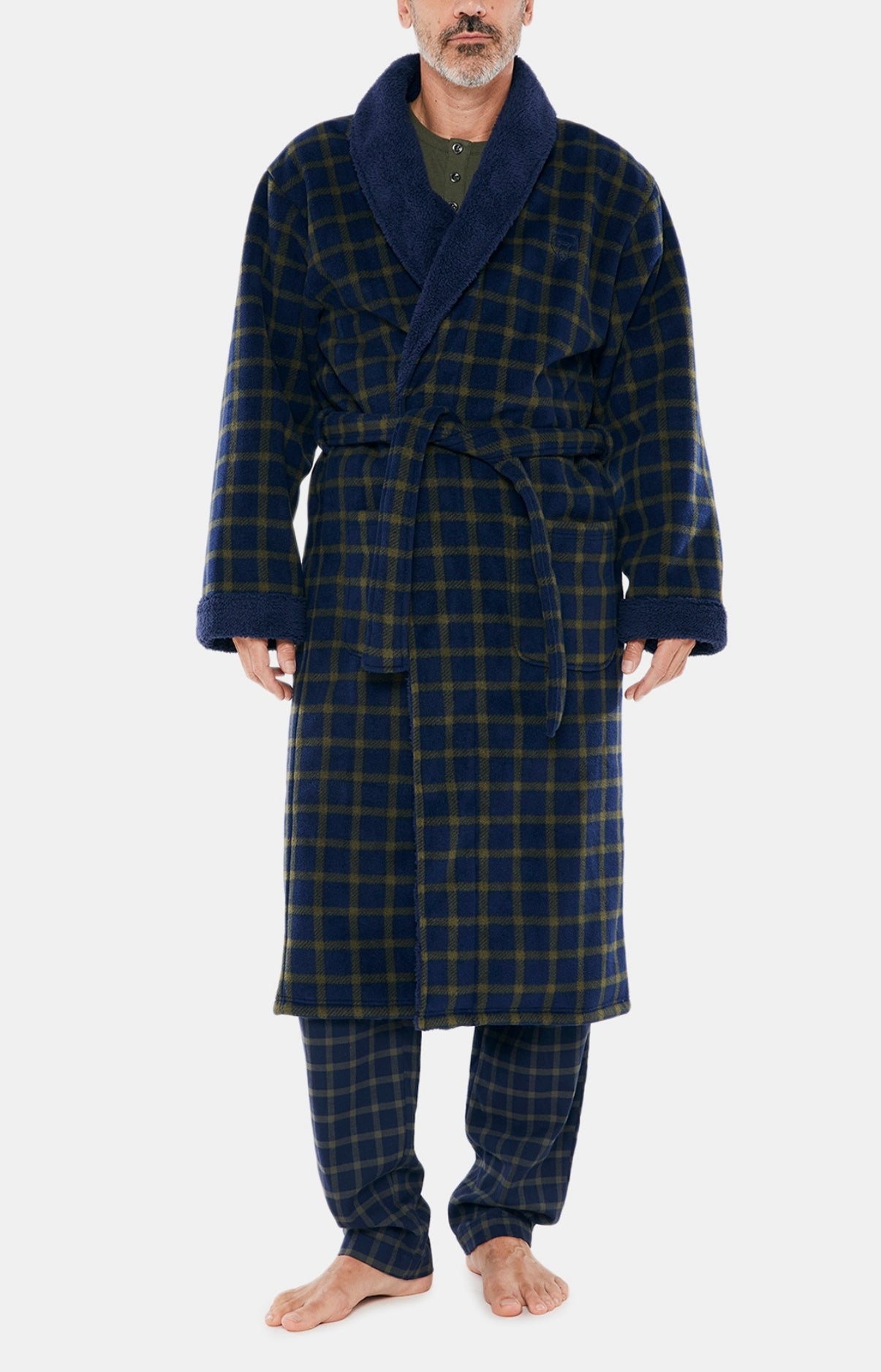 arthur-sam-robe-de-chambre-polaire-marine-carreaux image 1