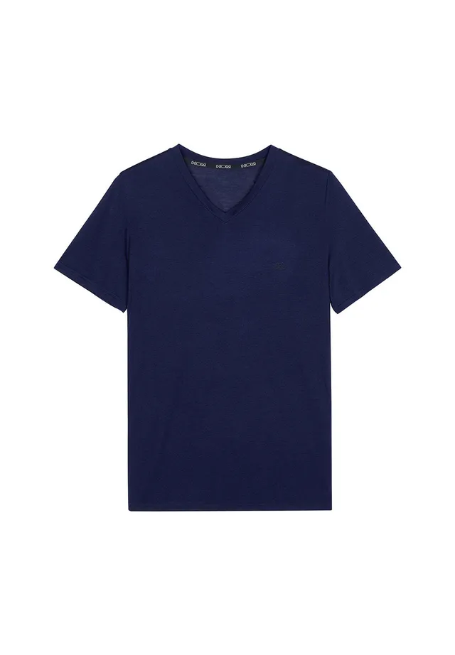 hom-modal-comfort-cocooning-t-shirt-homme-col-v-navy-modal image 1