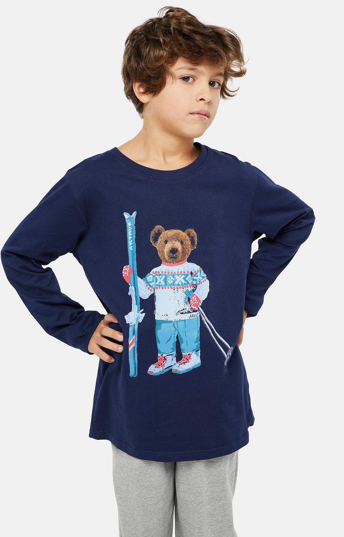 arthur-bob-pyjama-teddy-coton-gris-enfant-long-4-16a image 4