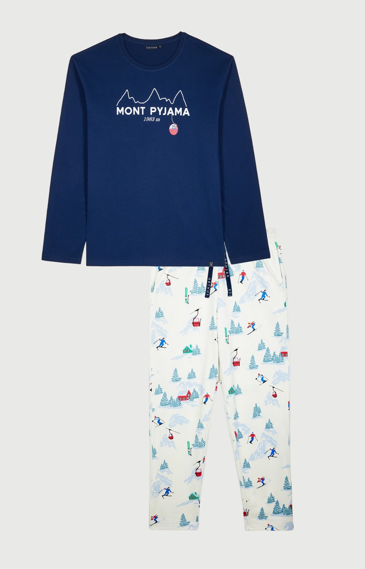 arthur-bob-pyjama-homme-blanc-coton-r-ves-au-sommet image 3
