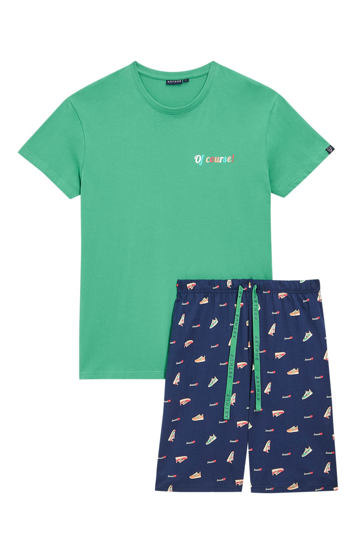 arthur-bob-pyjashort-coton-bio-marine-sneakers image 3