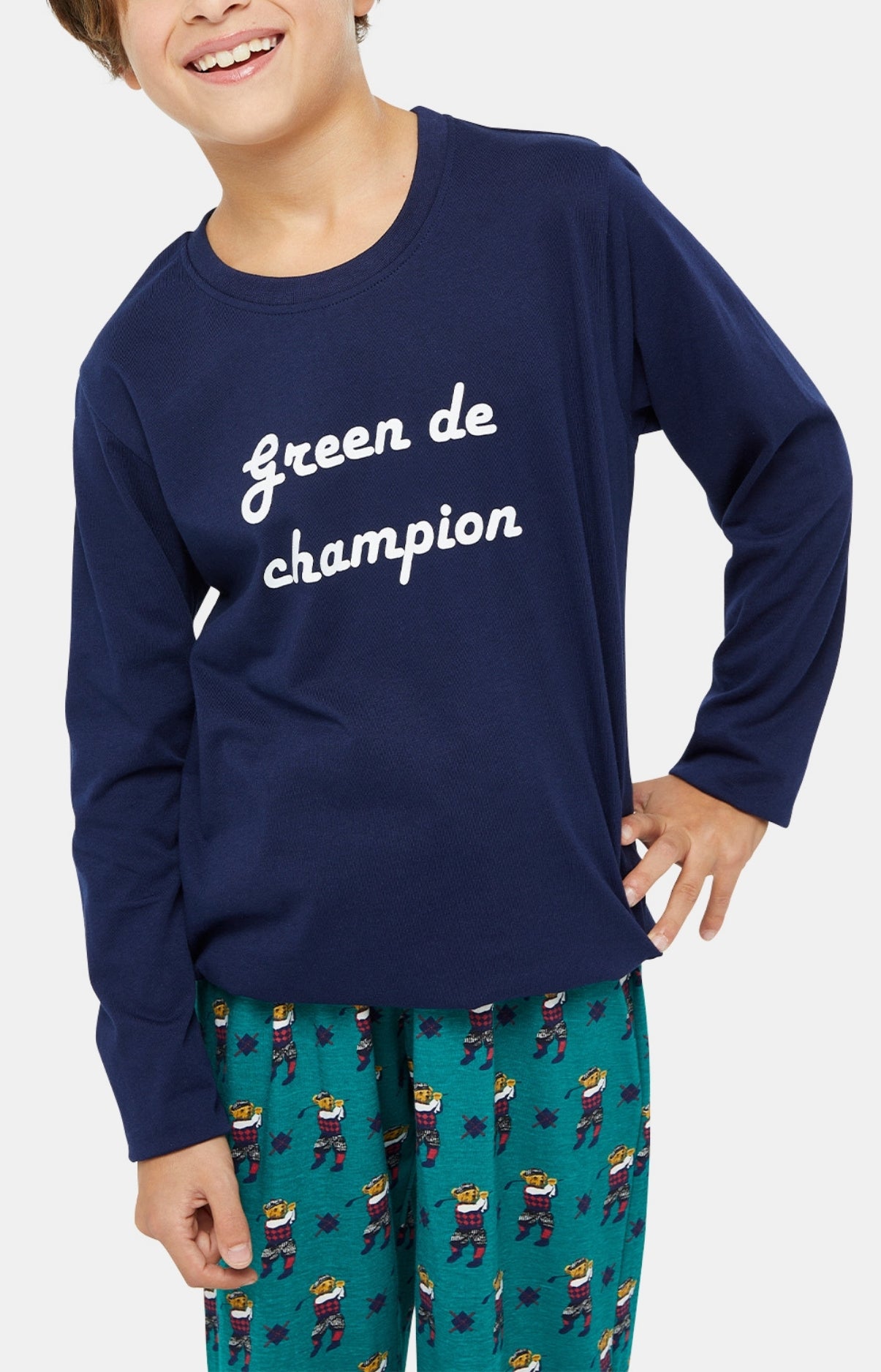 arthur-bob-pyjama-enfant-green-de-champion-sapin-coton image 2