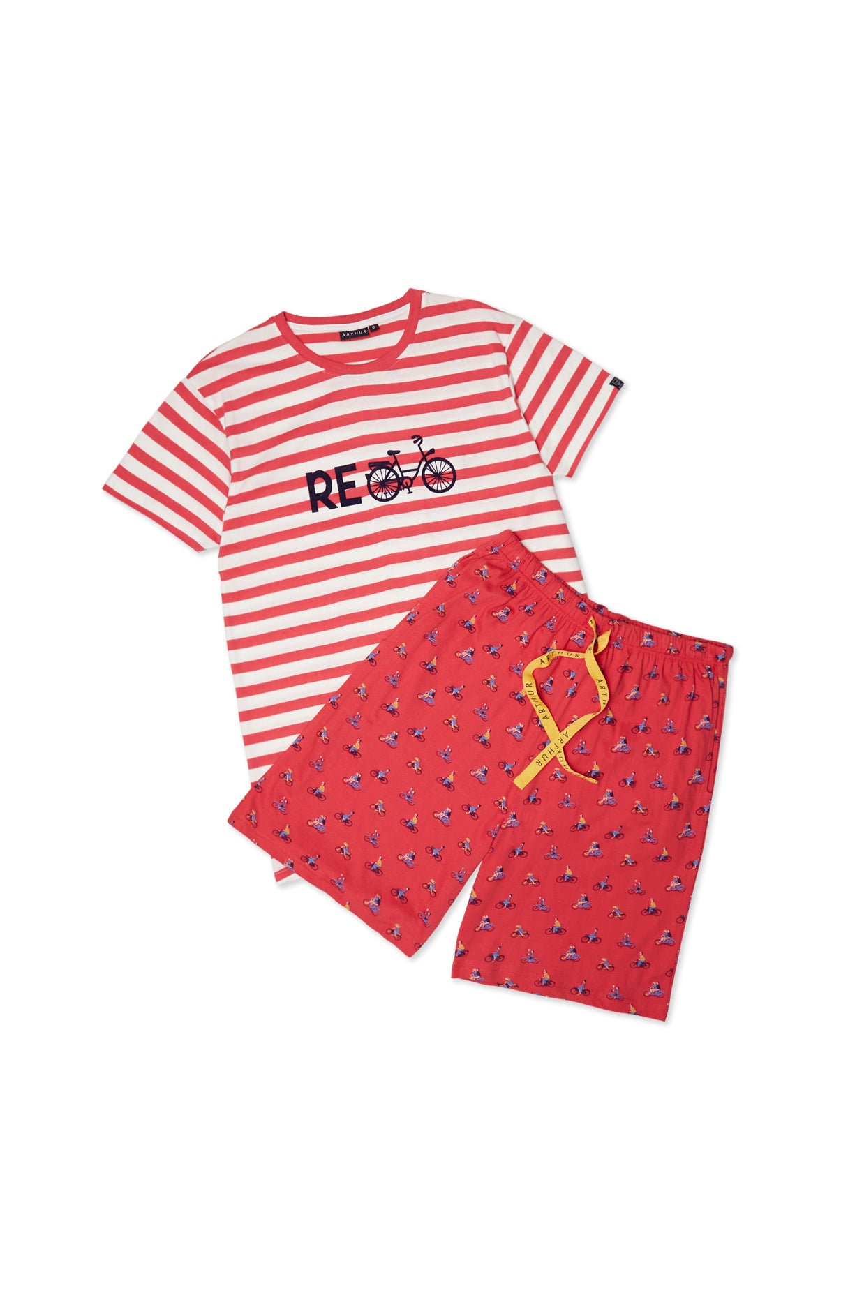 arthur-bob-recycle-pyjashort-homme-rouge-l-coton-bio image 3