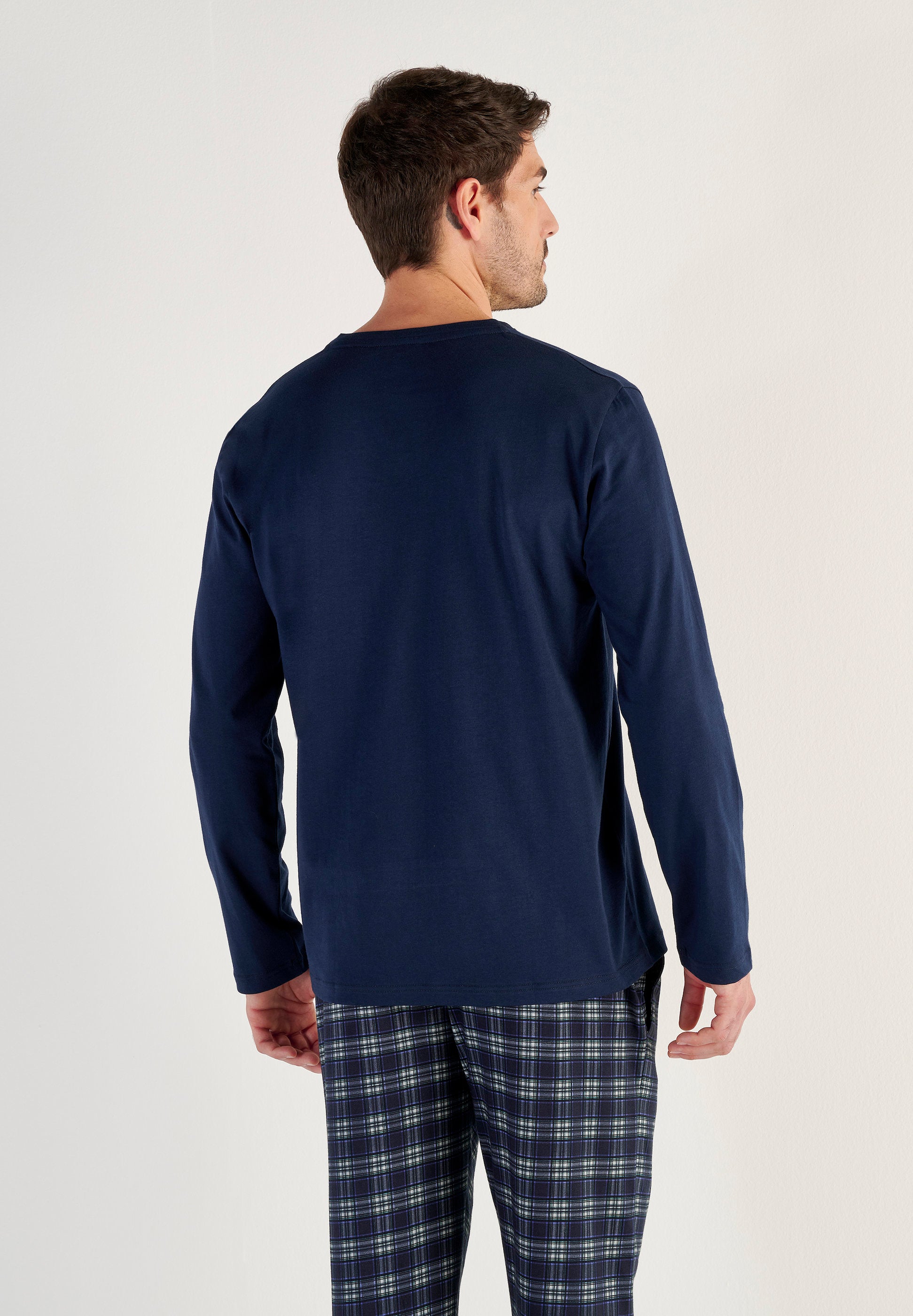 hom-sid-pyjama-long-bleu-carreaux-coton-interlock image 3