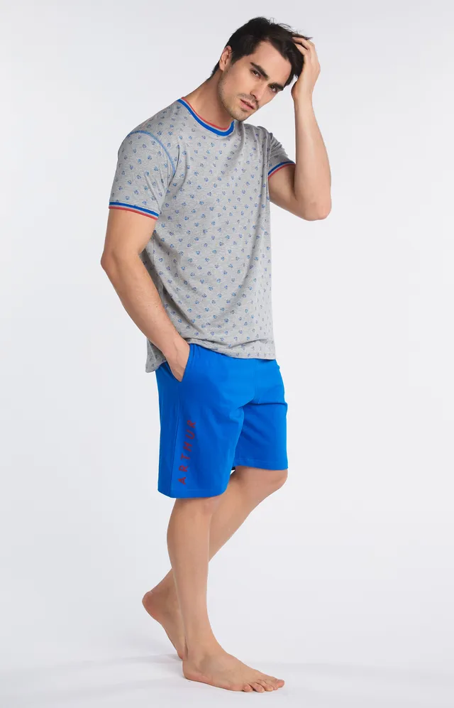 arthur-bob-roi-pyjashort-homme-coton-bio-bleu image 1