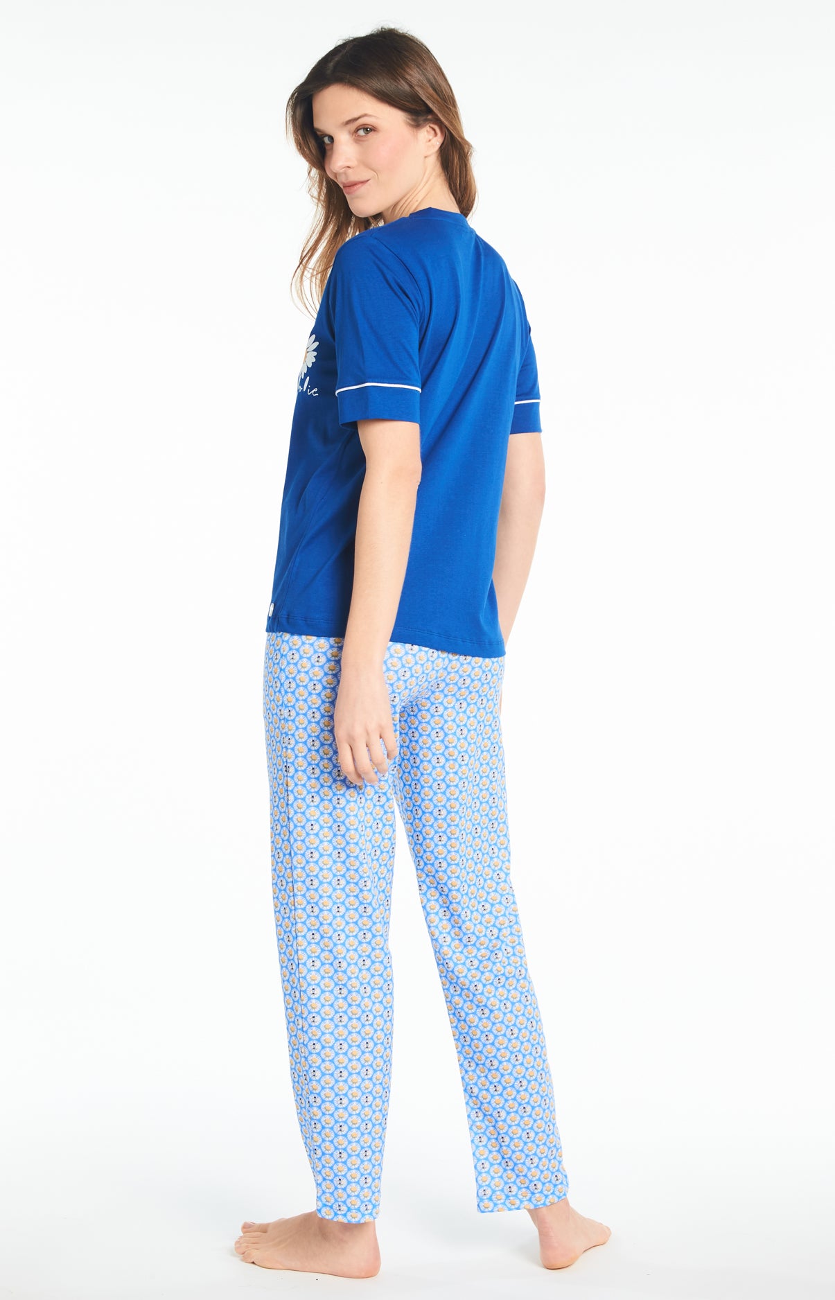 arthur-bob-pyjama-paquerette-long-azur-coton-bio-floral image 2