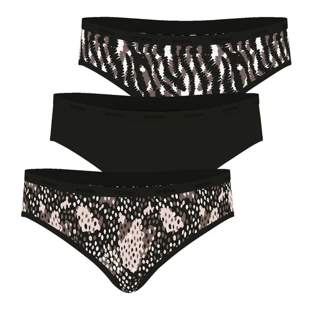 athena-ecopack-lot-3-culottes-l-opard-noir-coton-stretch image 1