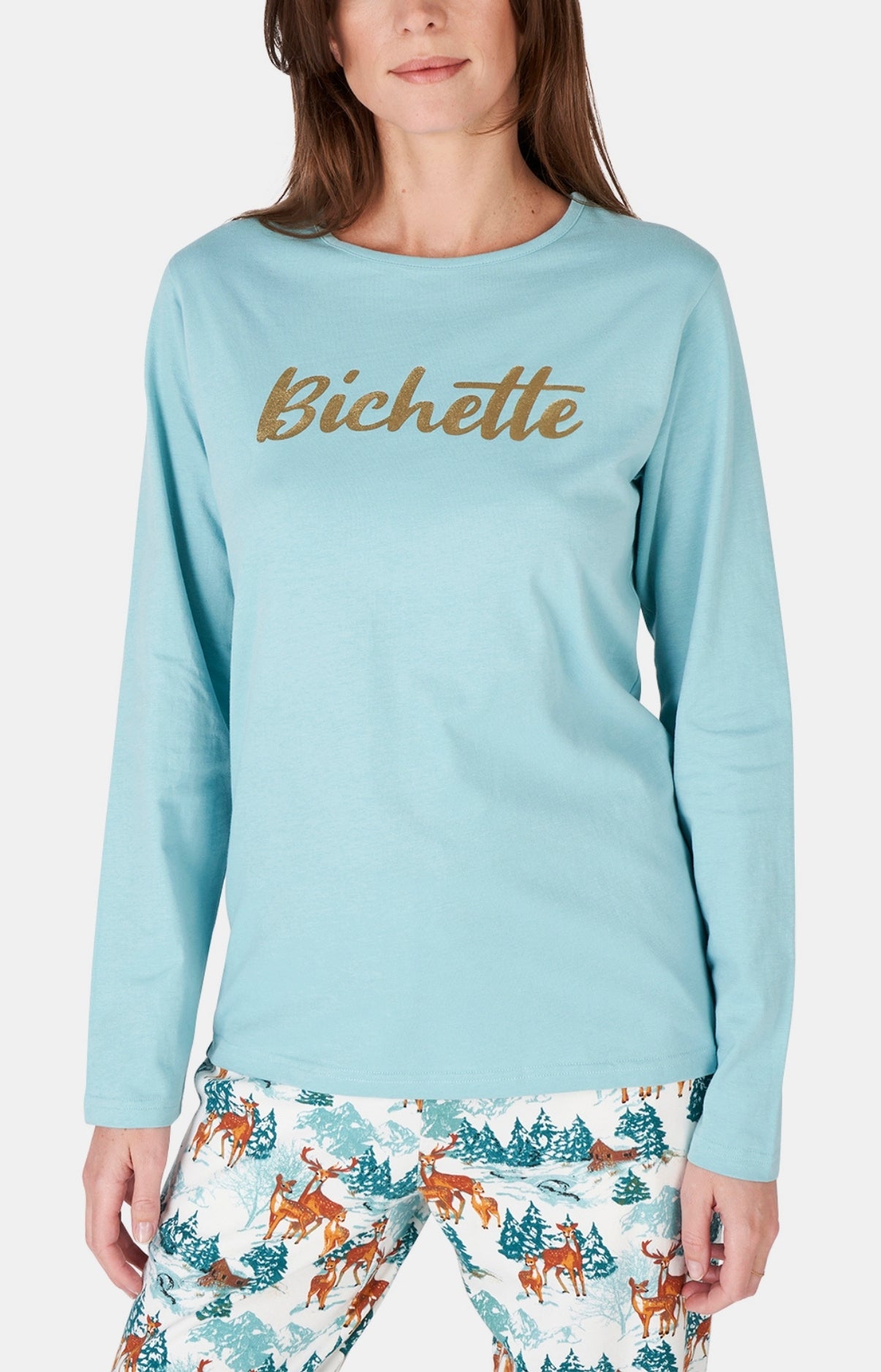 arthur-bob-faon-des-neiges-pyjama-femme-blanc-coton-bio image 2