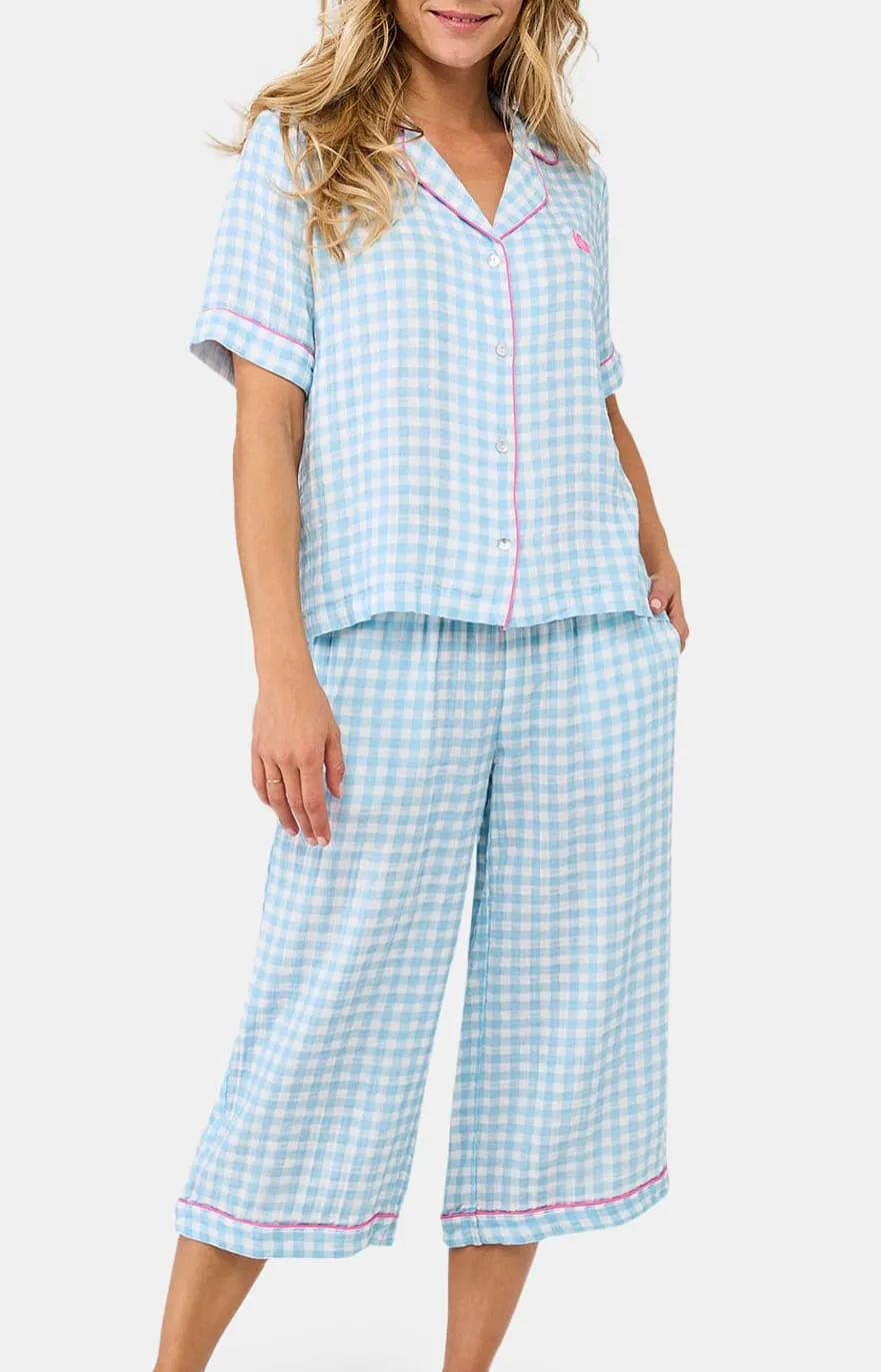 arthur-bob-vichy-pyjacorsaire-femme-lagon-gaze-coton image 1