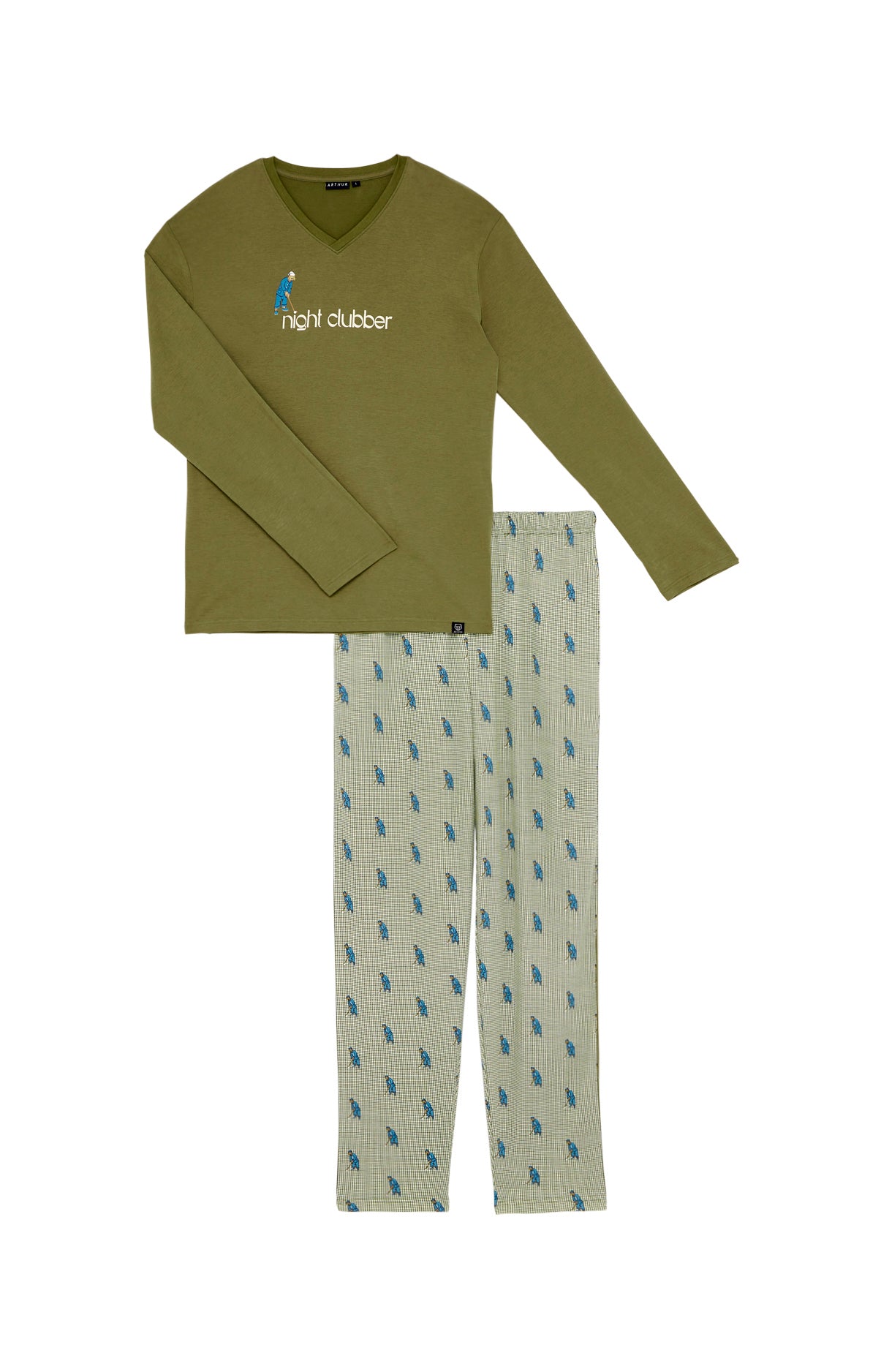 arthur-bob-pyjama-night-clubber-kaki-coton-bio-homme image 3