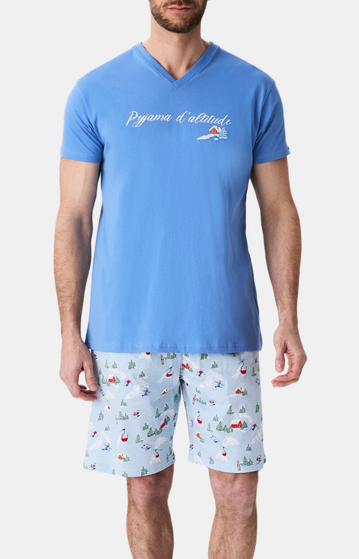 arthur-bob-pyjashort-homme-coton-bio-no-l-en-altitude-ciel image 1