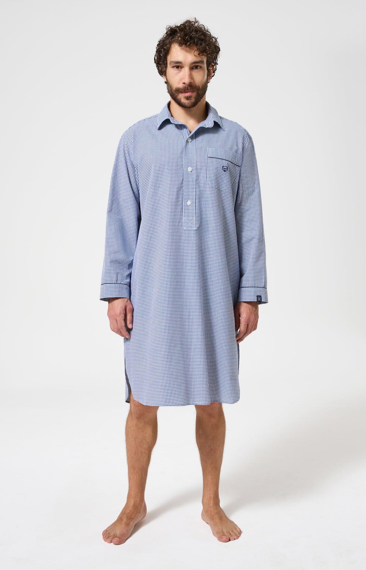 arthur-bob-vichy-chemise-de-nuit-marine-coton-bio image 1