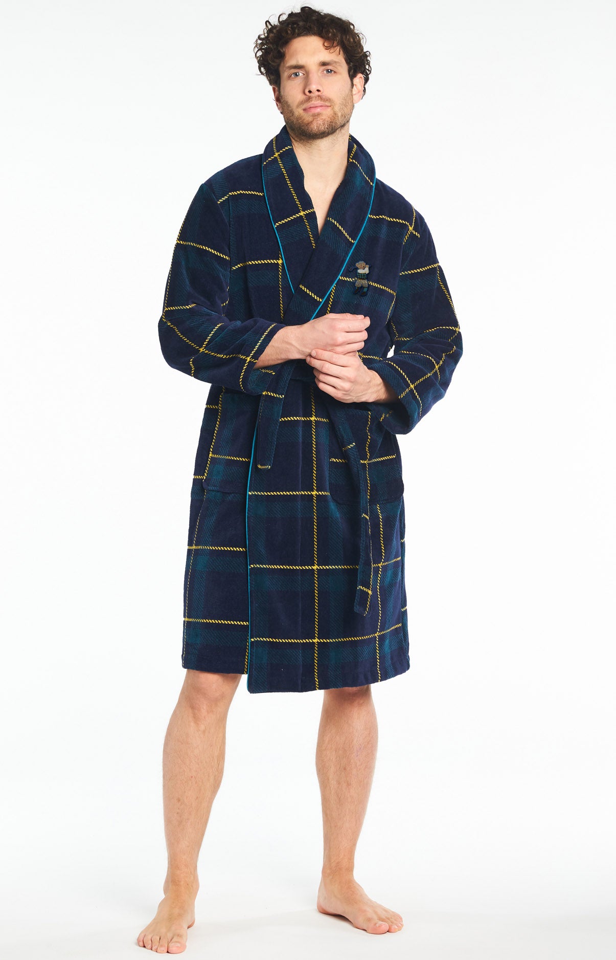 arthur-bob-benjamin-peignoir-homme-marine-velours image 4