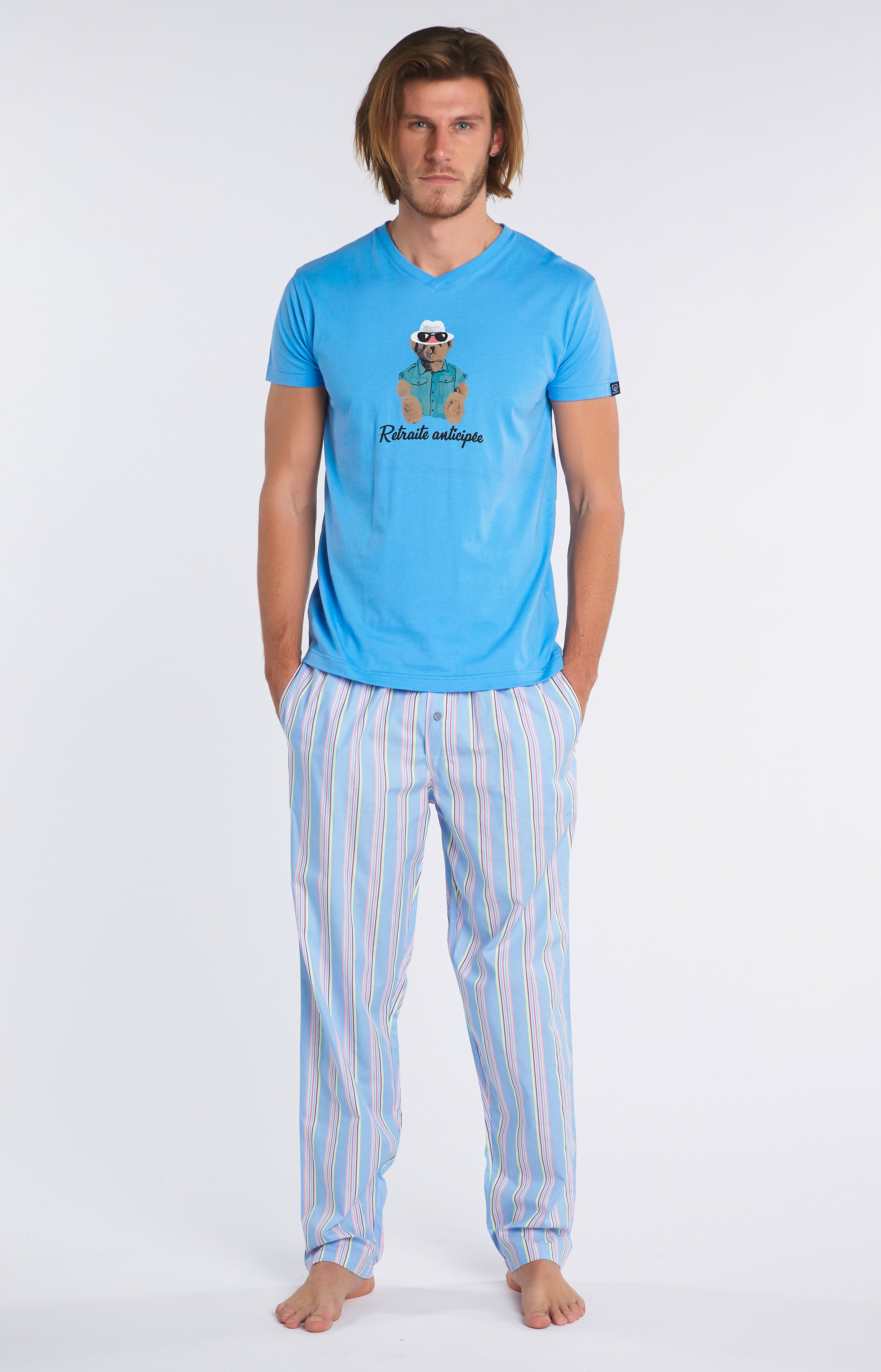arthur-bob-pyjama-long-teddy-azur-jersey-coton-homme image 4