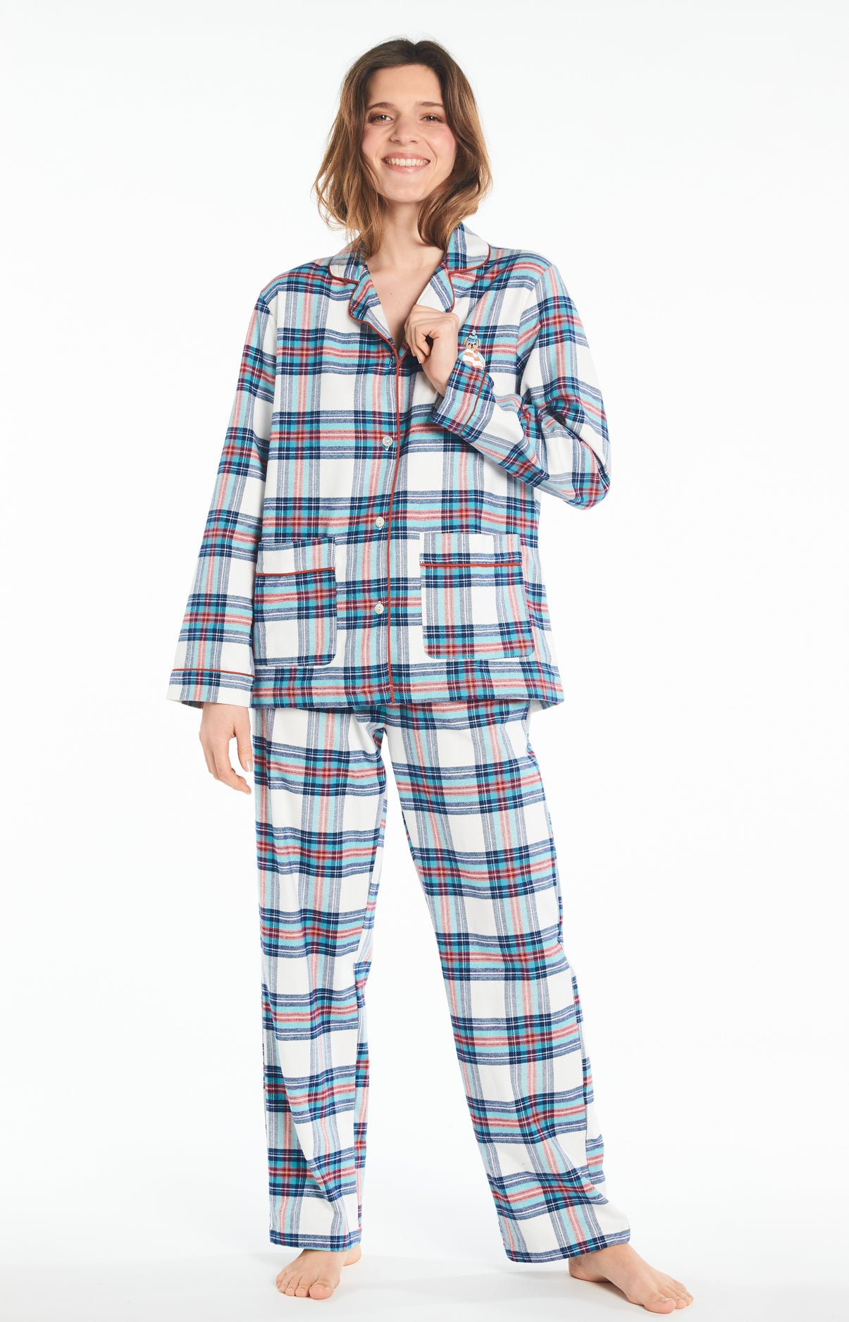 arthur-bob-pyjama-femme-logan-bleu-neige-flanelle image 2