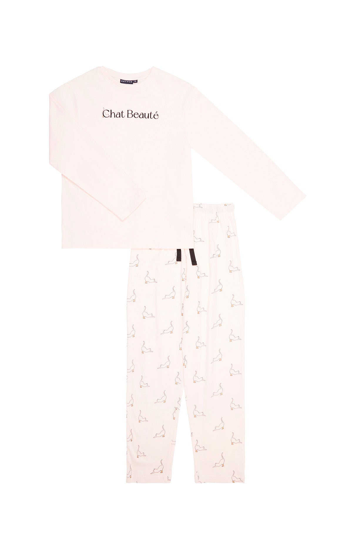 arthur-bob-chat-beaut-pyjama-enfant-poudre-4a-coton-bio image 3