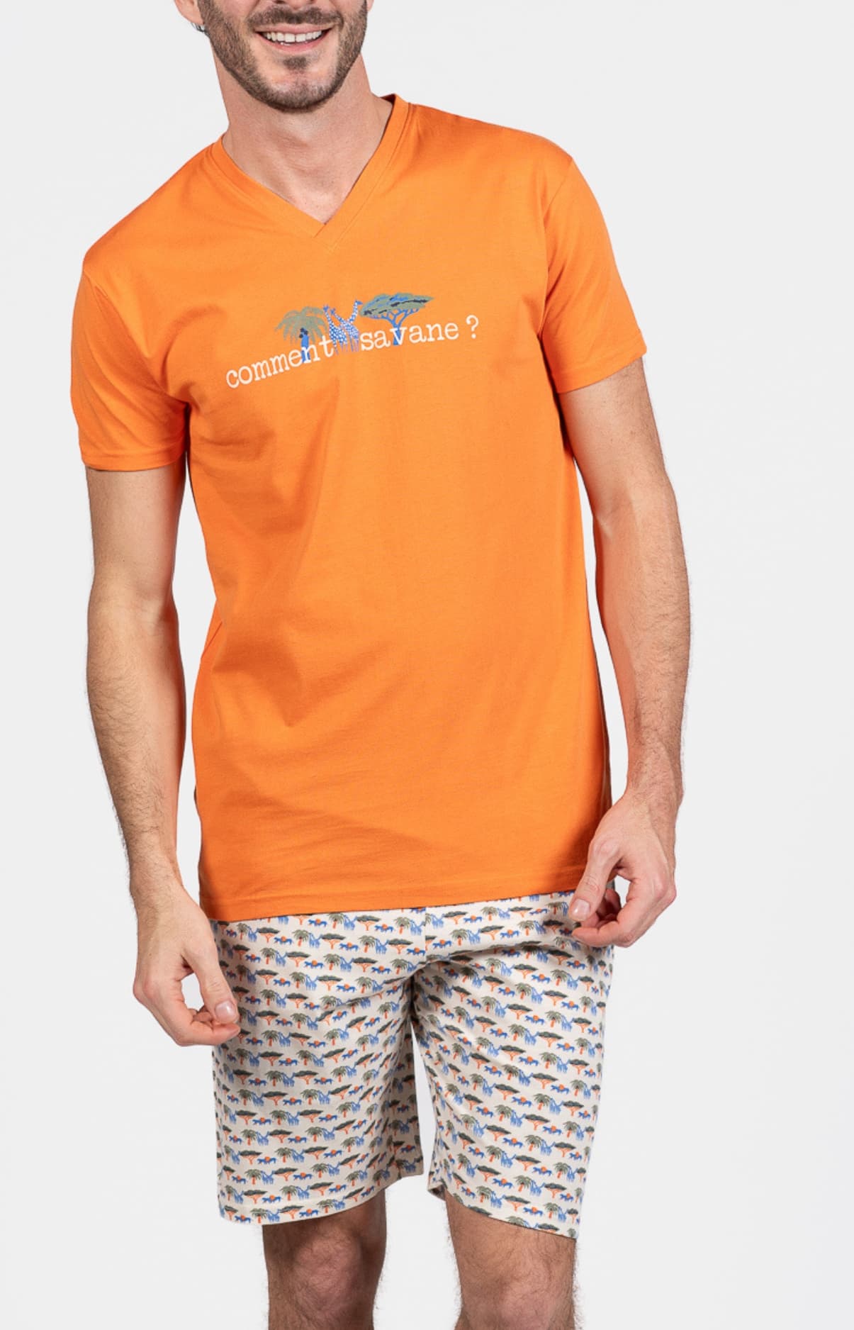 arthur-bob-pyjashort-savane-ecru-l-jersey-coton image 1