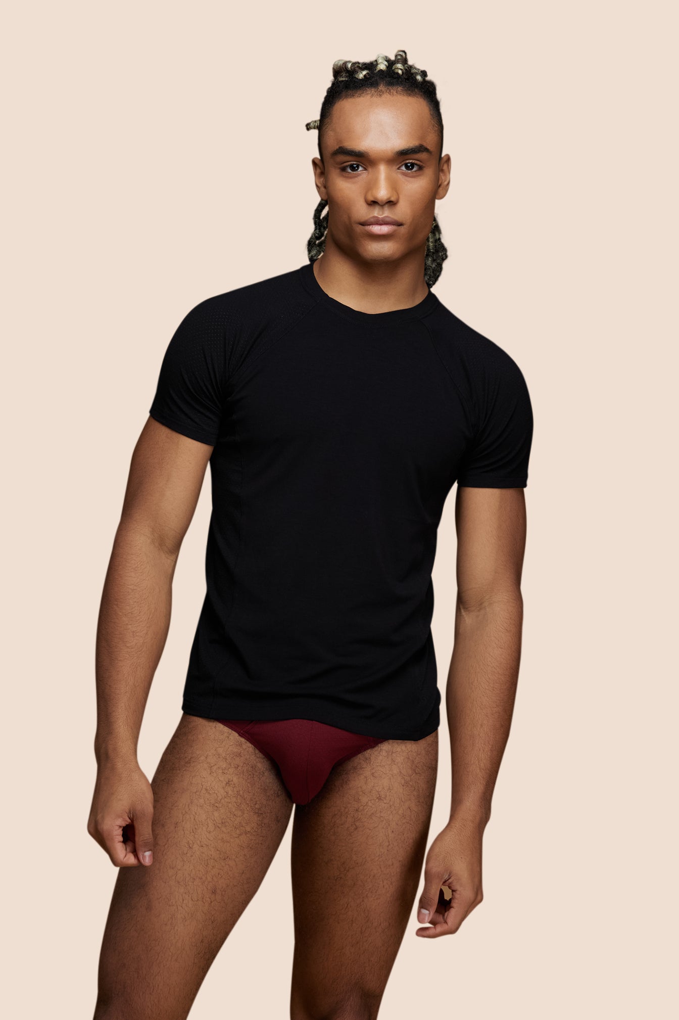 p-trone-t-shirt-manches-courtes-t-shirt-sport-ajust-noir-tencel image 1