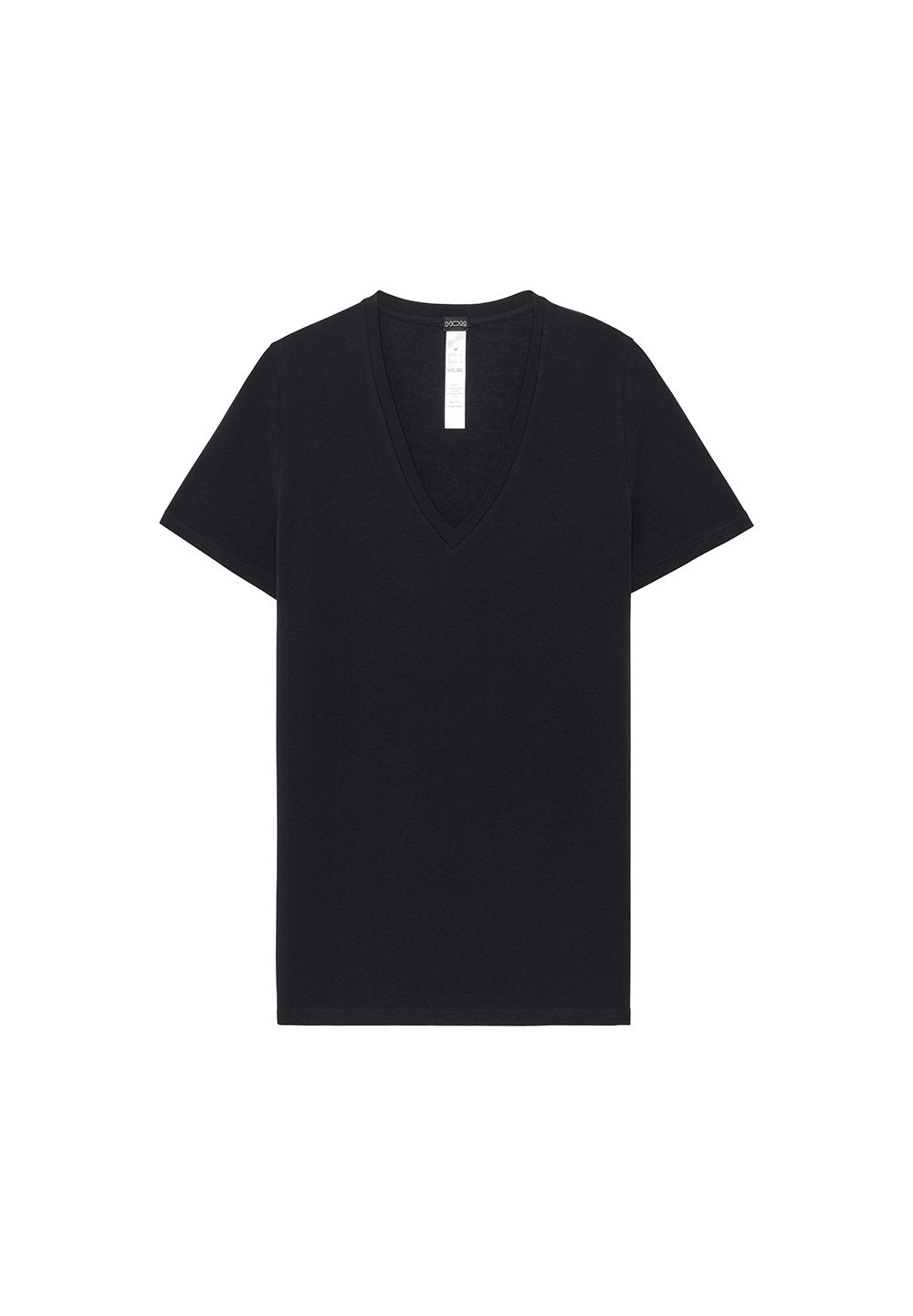 hom-supreme-cotton-tee-shirt-col-v-homme-noir-coton-stretch image 1