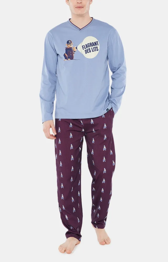 arthur-bob-pyjama-homme-bordeaux-bobby-coton-bio-chien image 1
