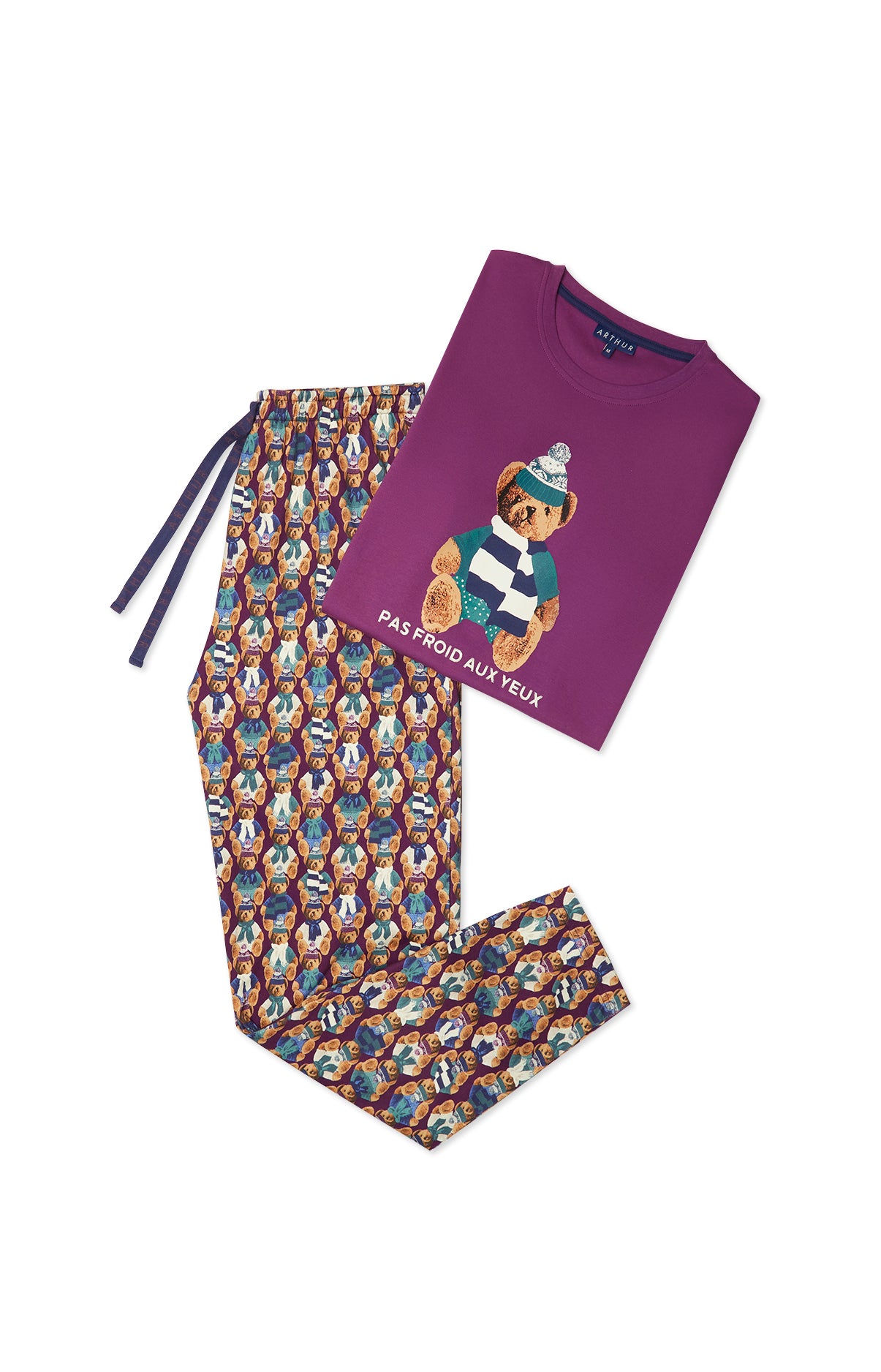 arthur-bob-teddy-pyjama-homme-violet-taille-l image 3