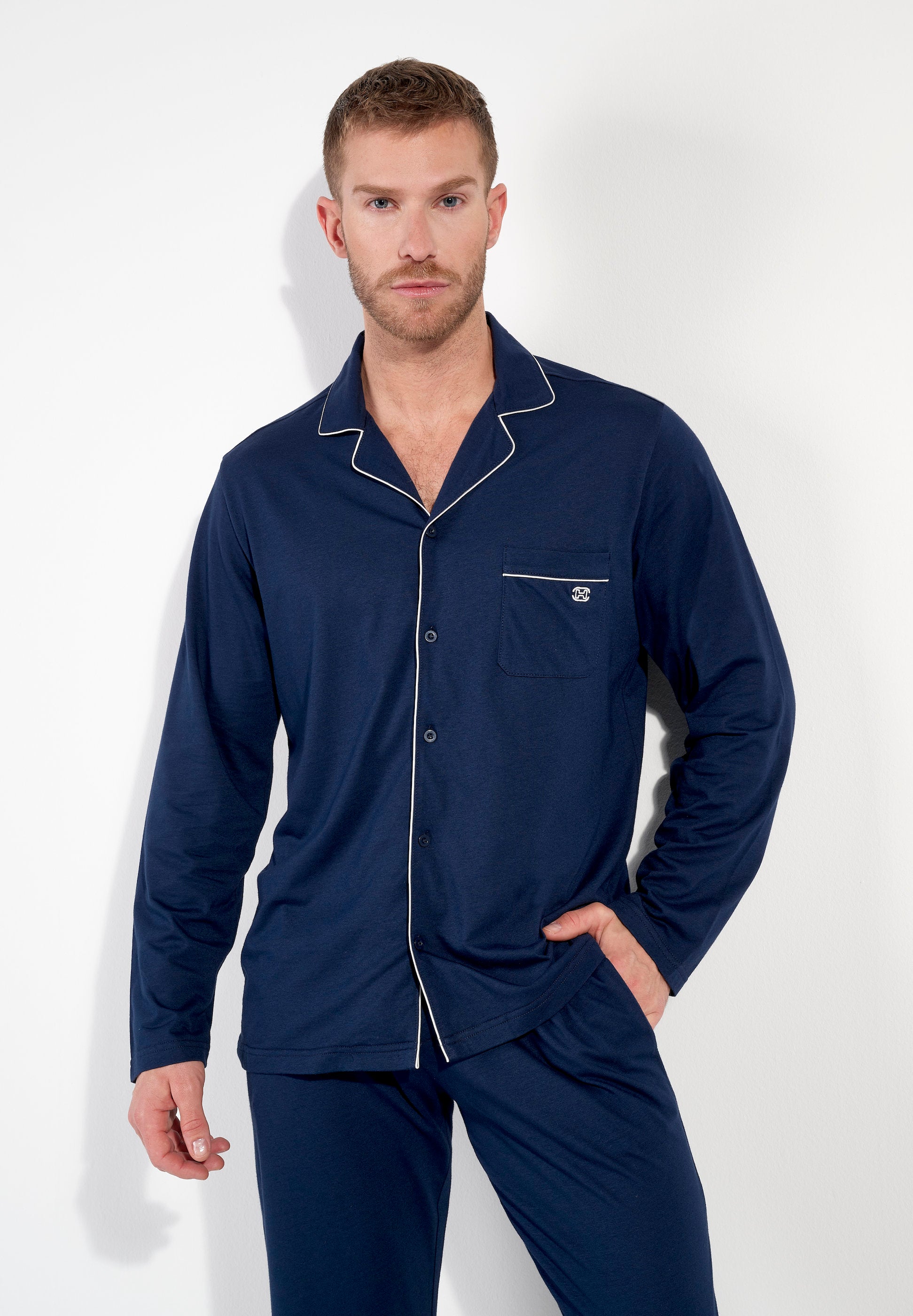 hom-rafael-pyjama-long-navy-coton-modal image 2