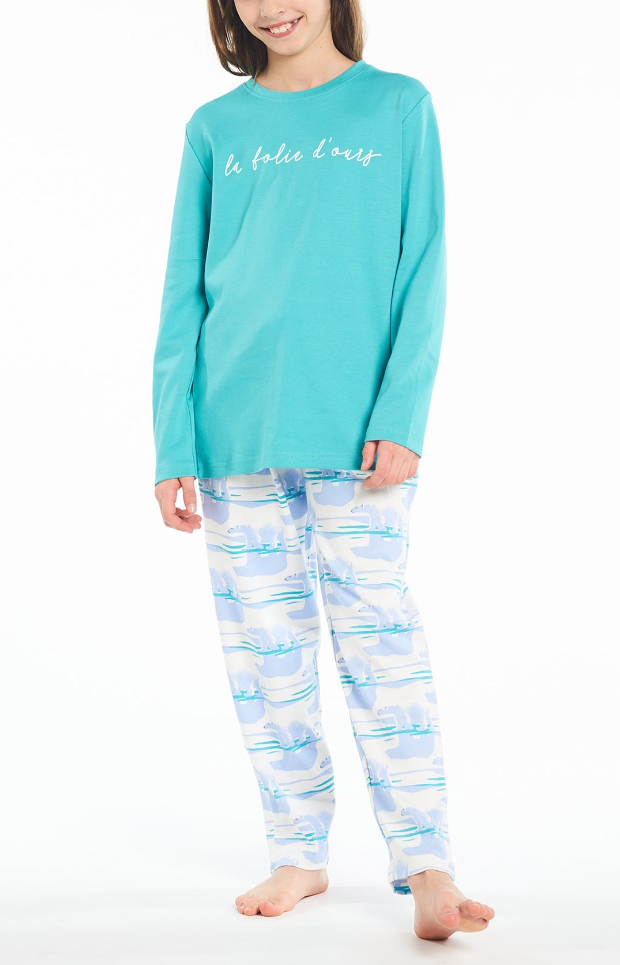 arthur-bob-folie-d-ours-pyjama-long-bleu-baltique-4a-coton image 2