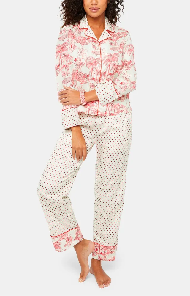 arthur-bob-jouy-pyjama-femme-rouge-bouton-facton-satin image 1