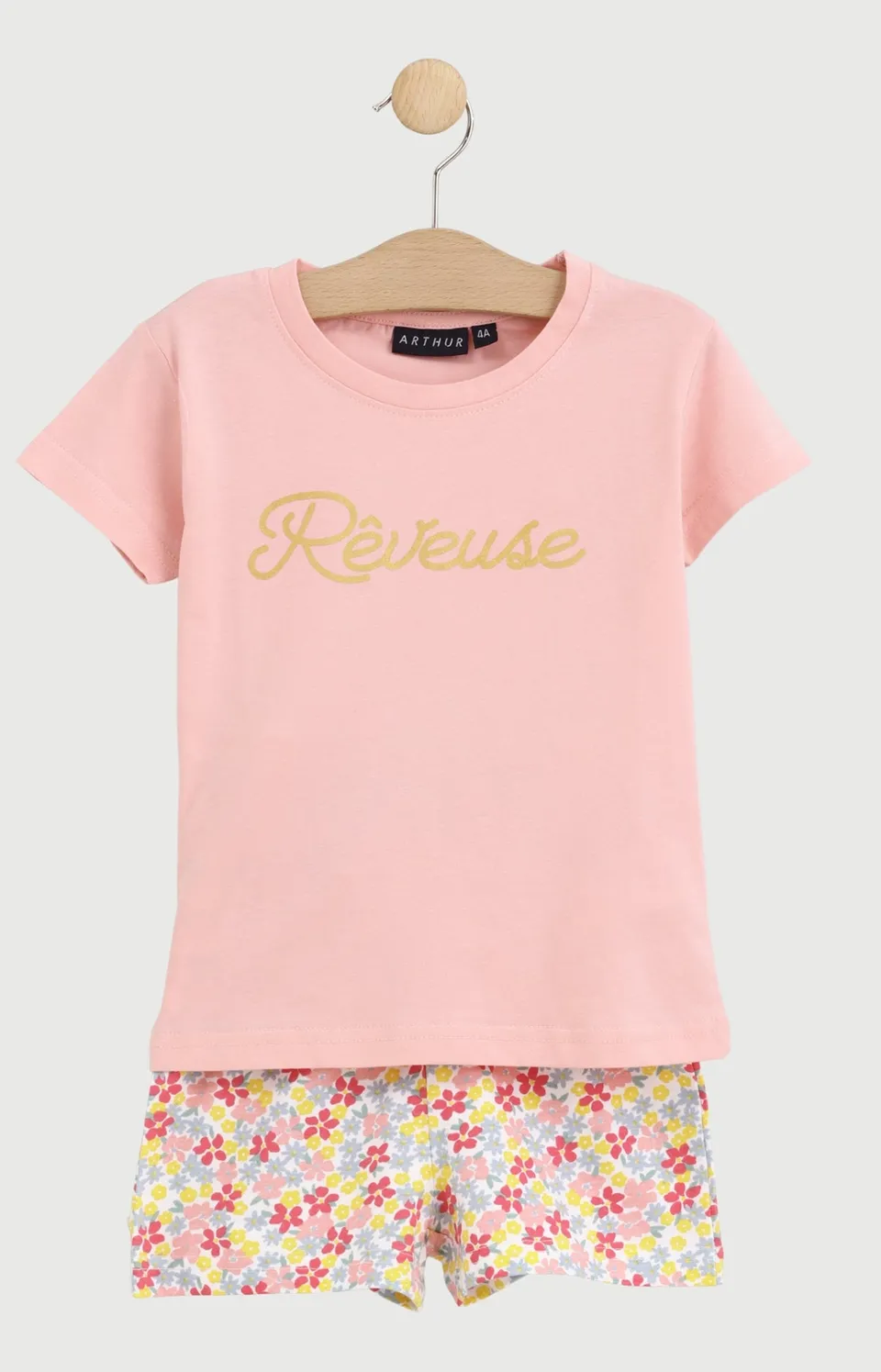 arthur-bob-r-veuse-pyjama-court-enfant-rose-coton image 1