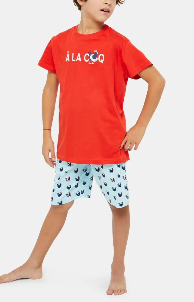 arthur-bob-pyjashort-coq-pyjama-court-bleu-ciel-coton-bio image 1